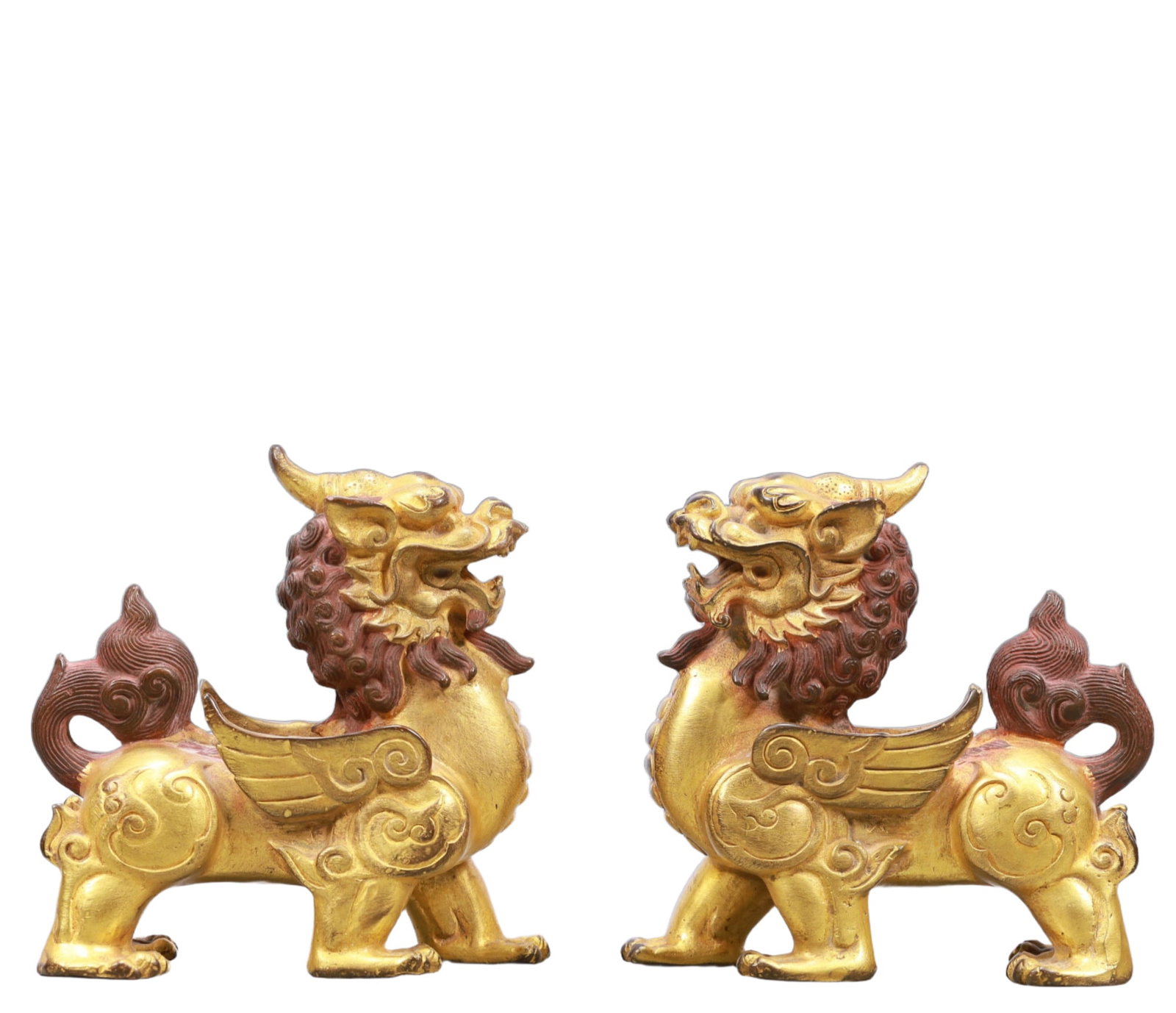 A Pair of Exquisite Gilt Bronze Lion Ornaments (1 of 14)