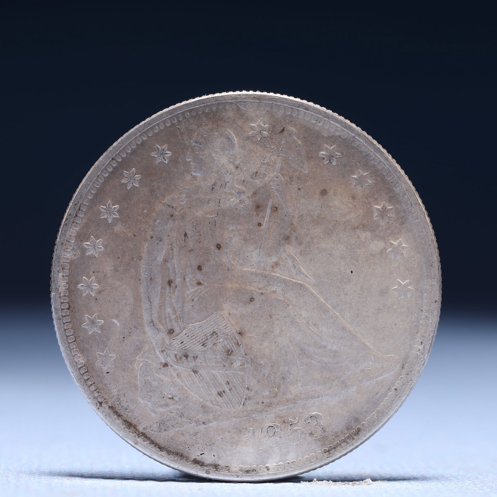 USA One Dollar 1853 Coin: American coin. IN GOD WE TRUST / LIBERTY / 1853 / UNITED STATES OF AMERICA / ONE DOL. Weight:26.9g.