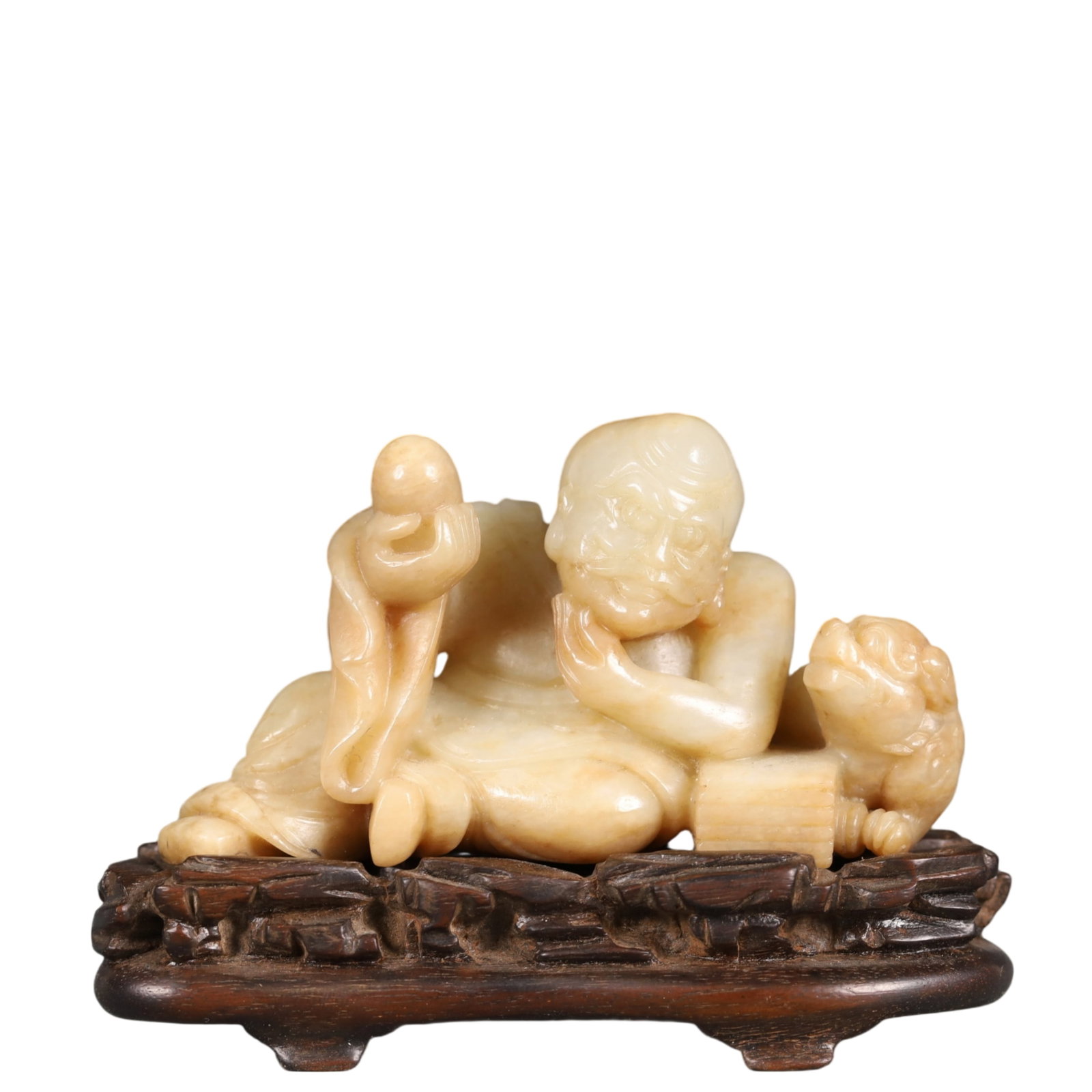 A Precious Yellow Jade Figure Ornament: A Precious Yellow Jade Figure Ornament,Qing Dynasty, China,Size:3.9inx1.6inx2.8in Weight:207.8g 黄玉人物摆件,中国清代