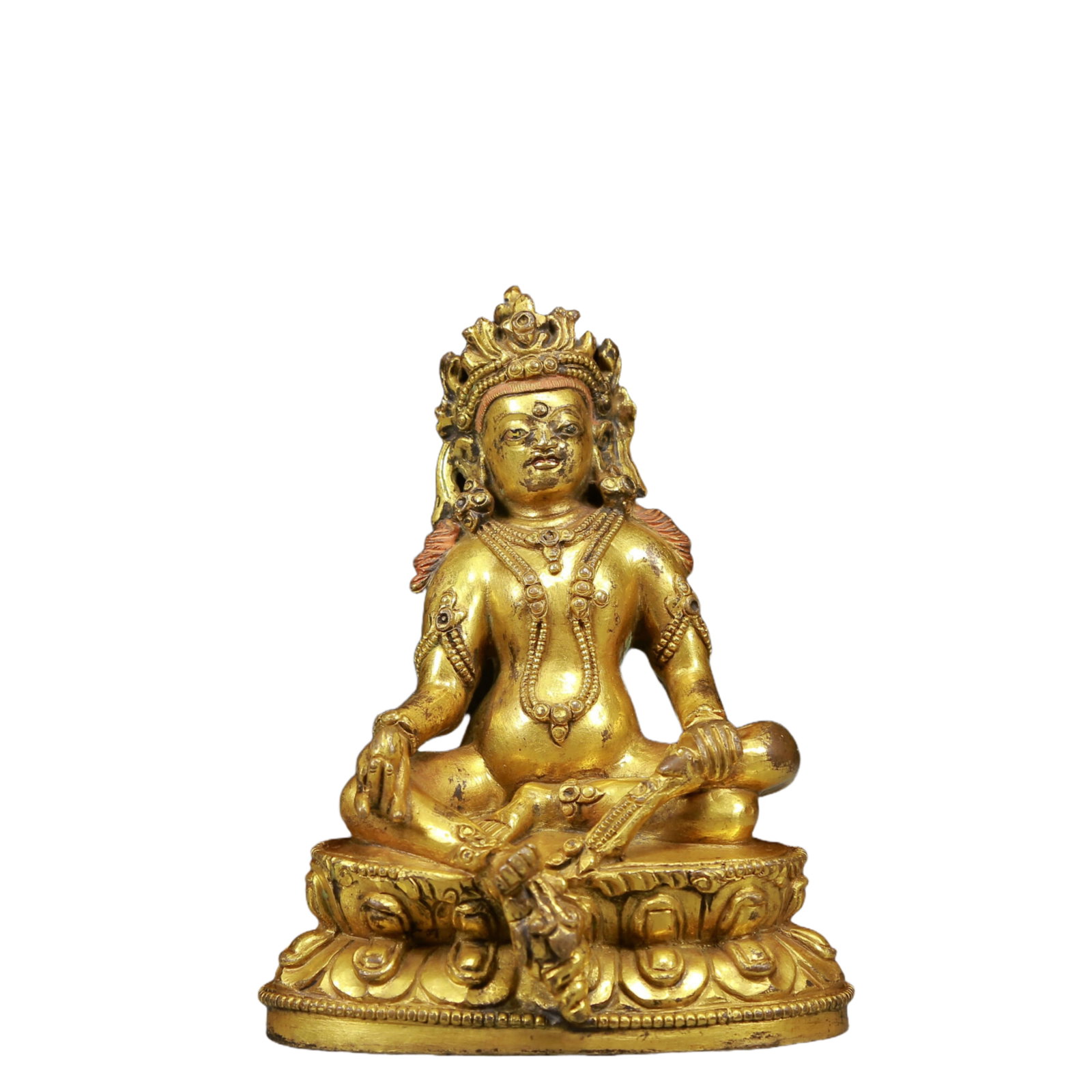 A Solemn Gilt Bronze Statue of Mammon: A Solemn Gilt Bronze Statue of Mammon,Ming Dynasty, China,Size:3.9inx2.6inx4.9in,Weight:640g 铜鎏金财神像，明代