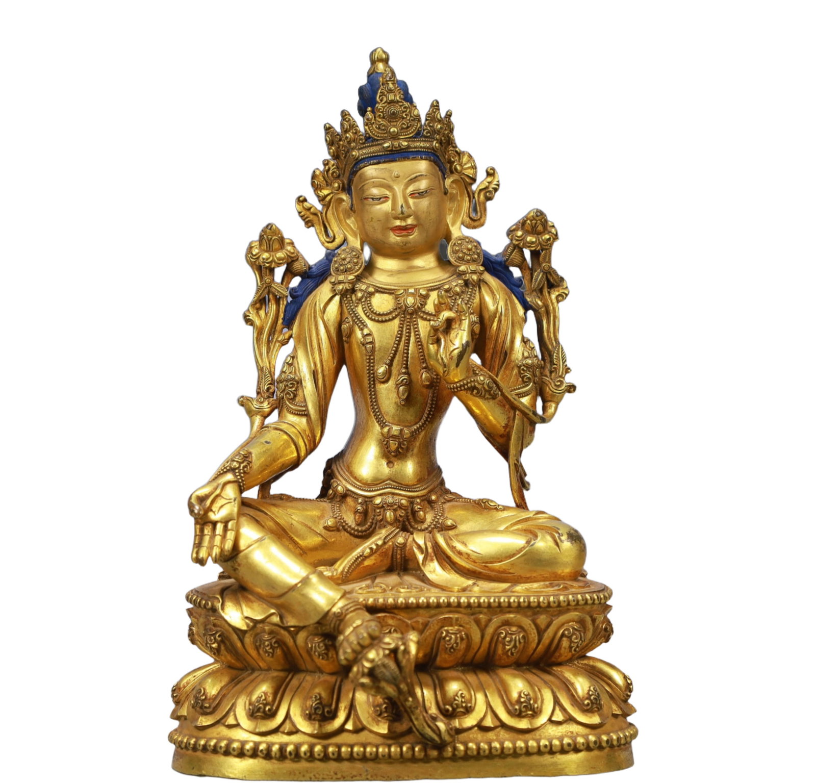 A Solemn Gilt Bronze Statue of Tara: A Solemn Gilt Bronze Statue of Tara,Ming Dynasty, China,Yongle Six-character Mark,Size:5.9inx3.9inx9.3in Weight:2950g 铜鎏金度母像,中国明代,