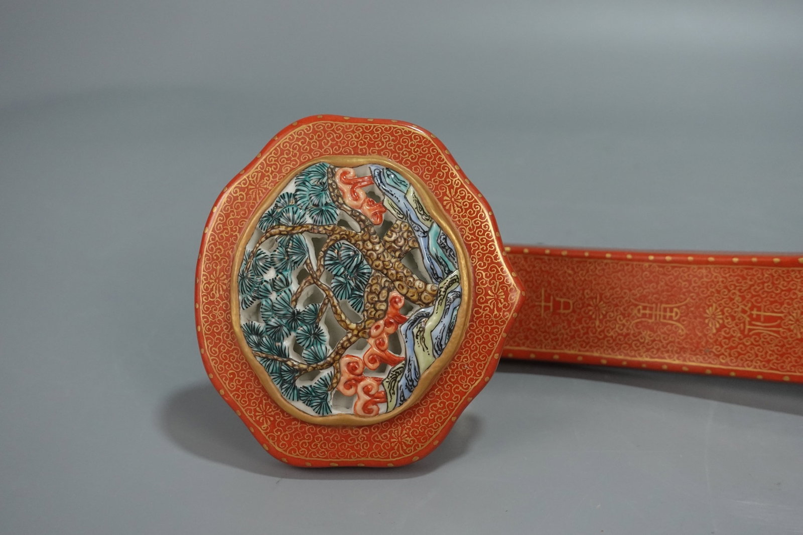 A Huge Iron-Red Landscape Pattern Ruyi - 3
