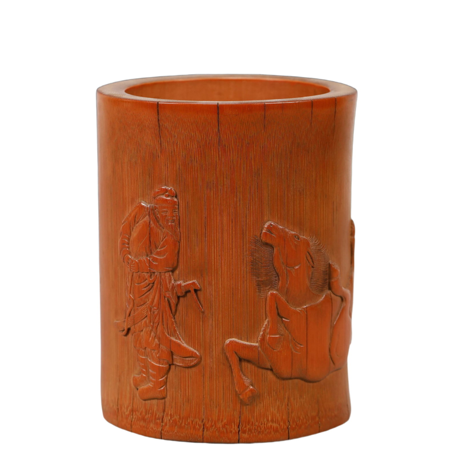 An Elaborate Bamboo 'Horse' Brush Pot With Inscriptions (1 of 8)
