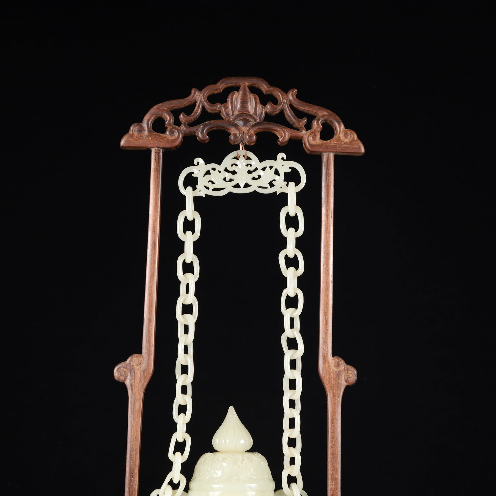 A Huge White Jade Flower Pattern Bottle,With Base - 2