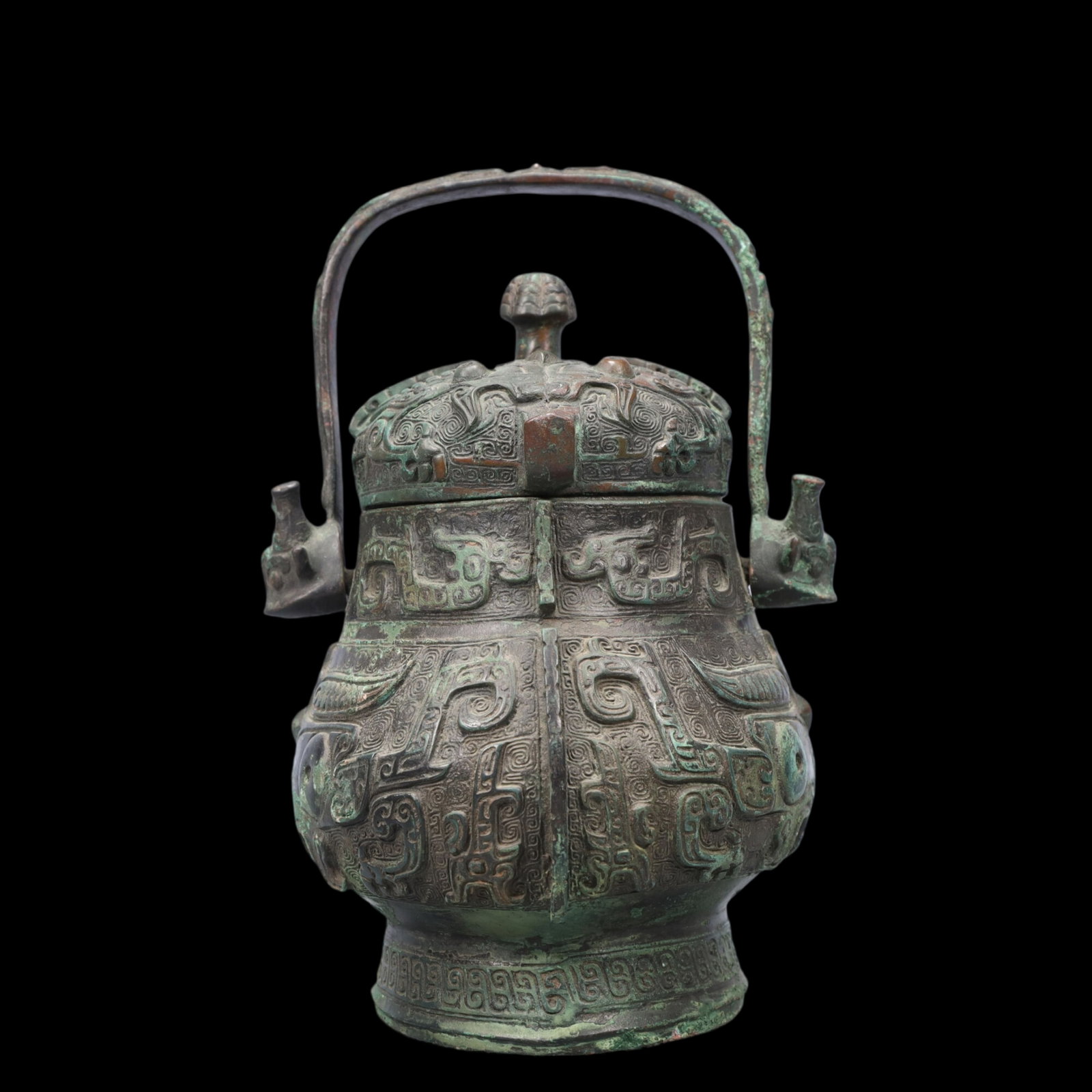 A Precious Bronze Beast-Face Pattern Pot ,With Inscription (1 of 9)