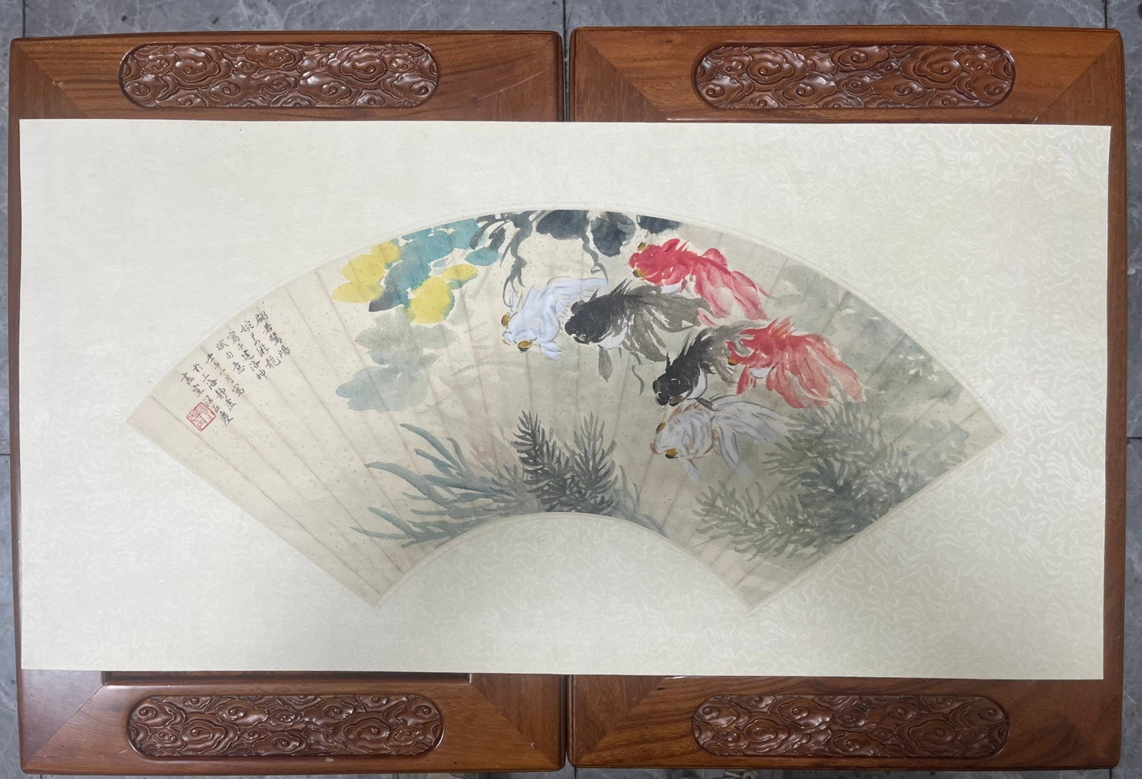 A Chinese Ink Painting of Fish on Paper: A Chinese Ink Painting of Fish on Paper,Wang Yachen 一幅中国水墨鱼画,汪亚辰