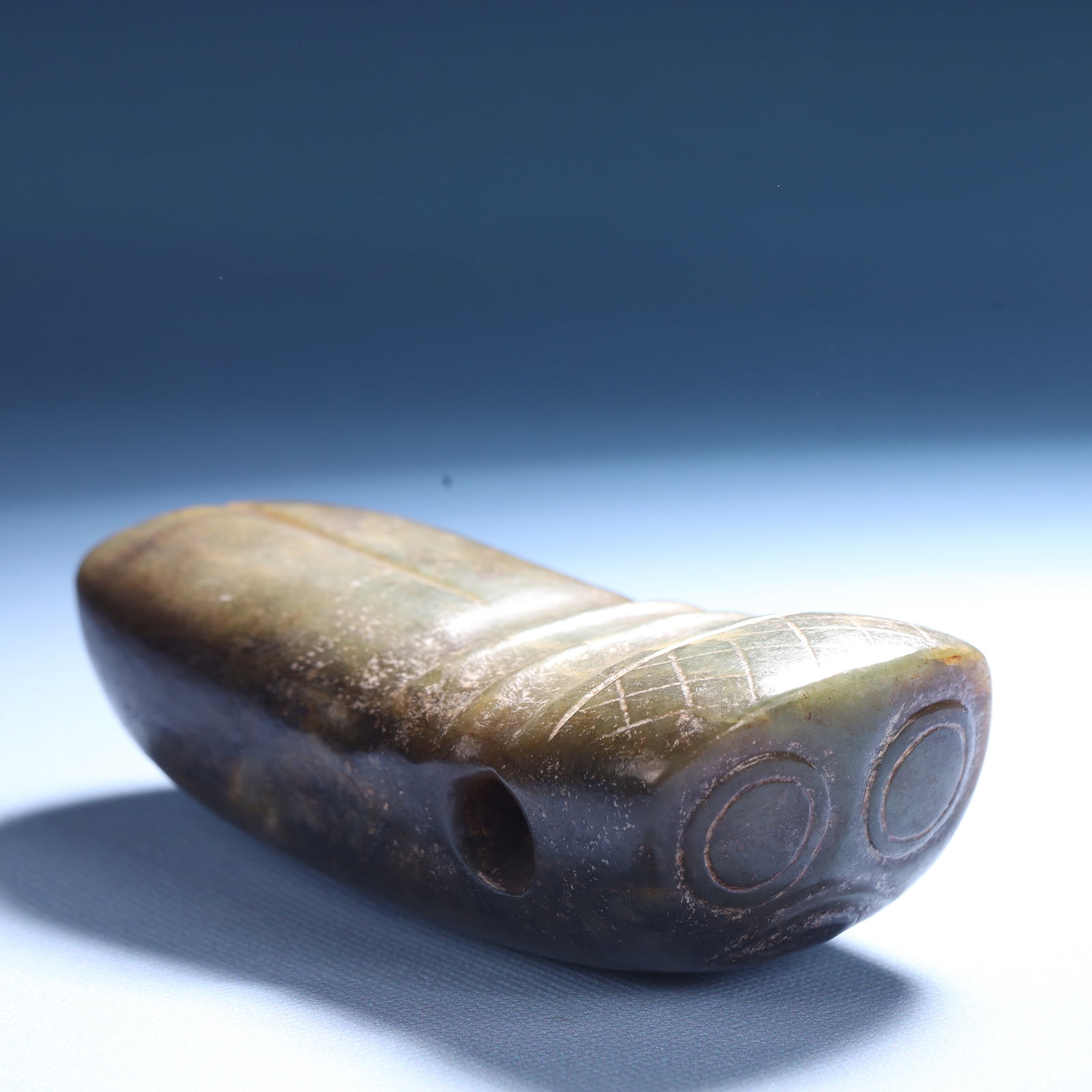 An Archaic Hongshan Culture Greenish Jade Ornament (1 of 8)