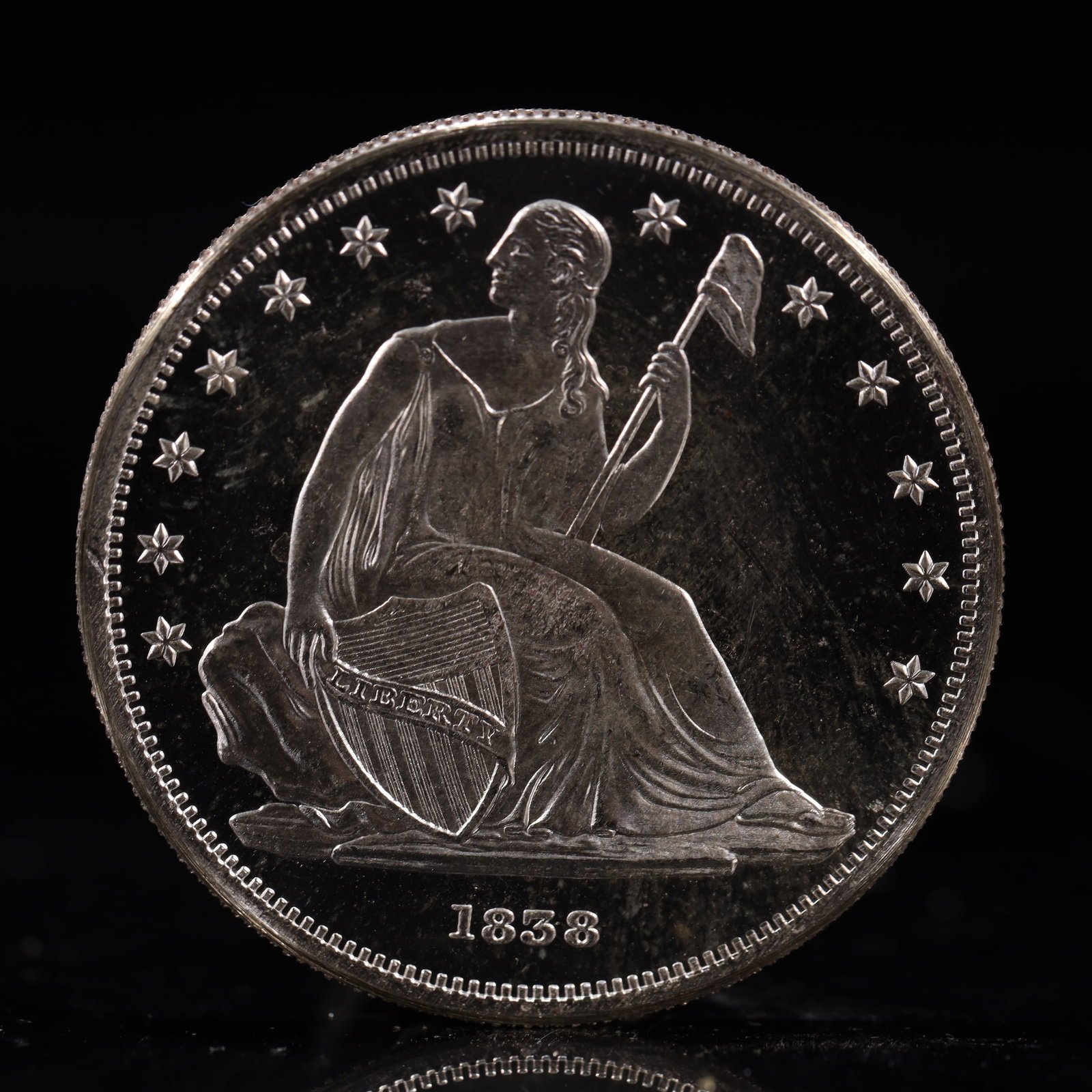 USA One Dollar 1858 Coin: American coin. IN GOD WE TRUST / LIBERTY / 1858 / UNITED STATES OF AMERICA / ONE DOL. Weight:26.9g.