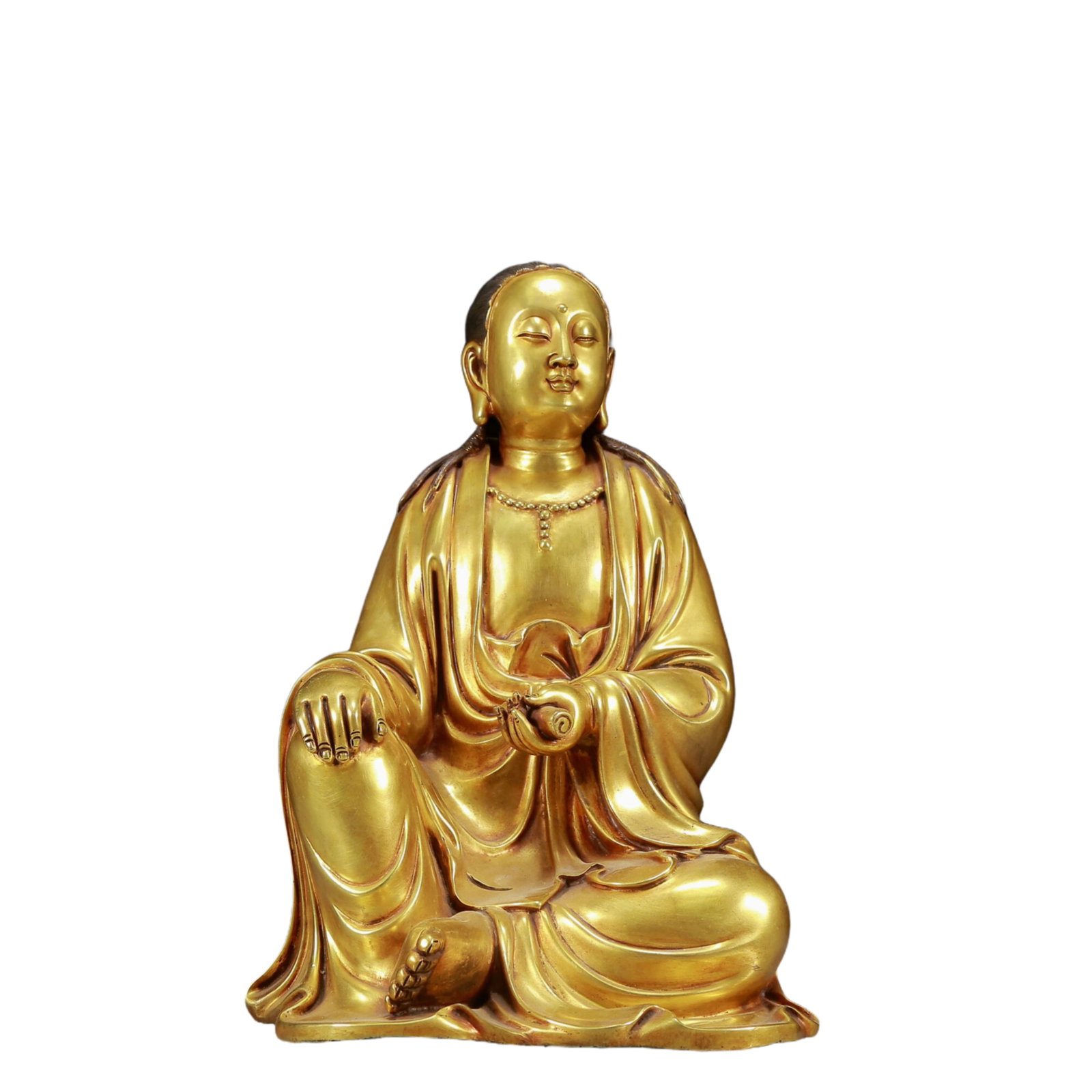 A Solemn Gilt Bronze Statue of Avalokitesvara: A Solemn Gilt Bronze Statue of Avalokitesvara,Ming Dynasty, China,Yongle Six-character Mark,Size:9.8inx8.7inx15.7in,Weight:10845g