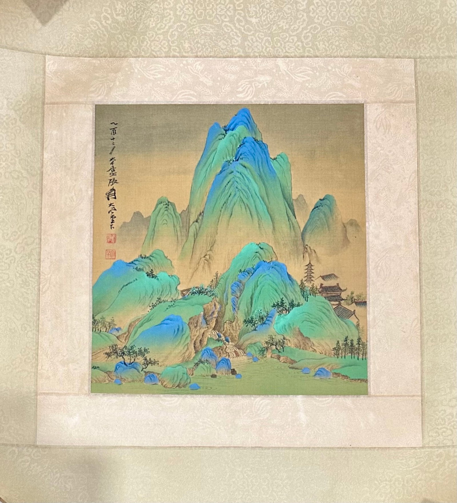 A Chinese Ink Painting of Landscape on Paper: A Chinese Ink Painting of Landscape on Paper,Zhang Daqian,Size:(entirety)26.8inx20.9in,(Without frame)11.8inx11in 一幅中国水墨山水画,张ä