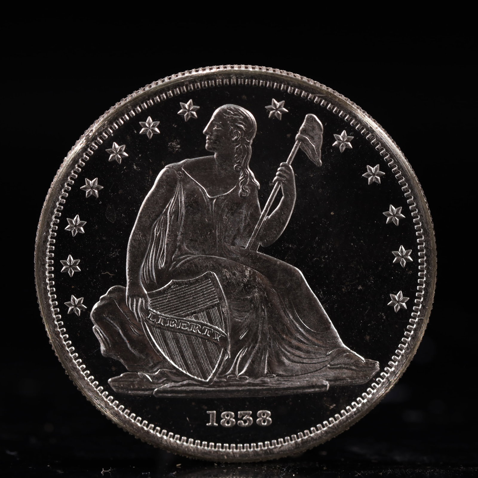 USA One Dollar 1858 Coin: American coin. IN GOD WE TRUST / LIBERTY / 1858 / UNITED STATES OF AMERICA / ONE DOL. Weight:26.9g.