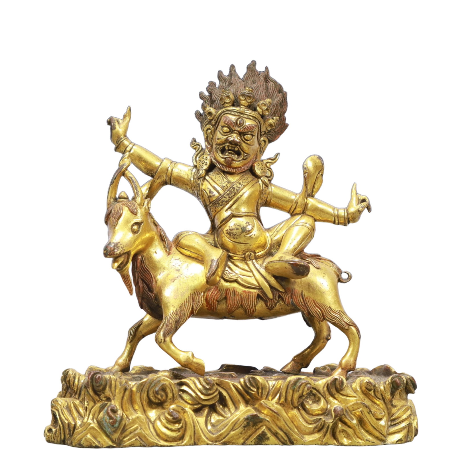 A Solemn Gilt Bronze Statue of Mammon: A Solemn Gilt Bronze Statue of Mammon,Ming Dynasty, China,Size:6.3inx2.8inx6.3in Weight:1500g 铜鎏金财神像,中国明代
