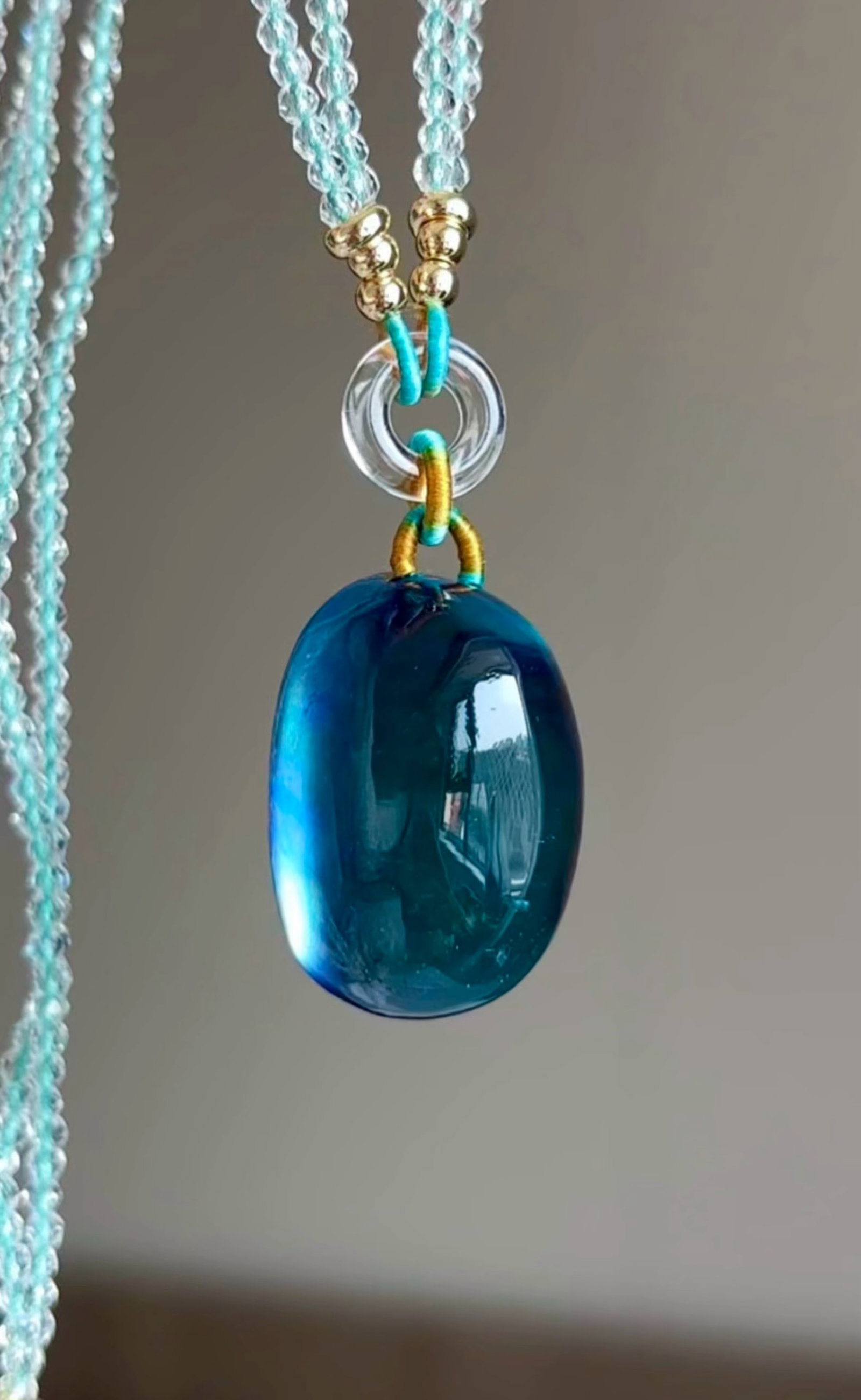 An Exquisite Aquamarine Necklace: An Exquisite Aquamarine Necklace,Size:24mmx16mm,Weight:16.7g 海蓝宝项链