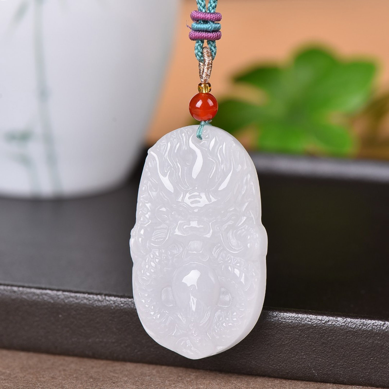 An Exquisite Jadeite Dragon Pattern Pendant
