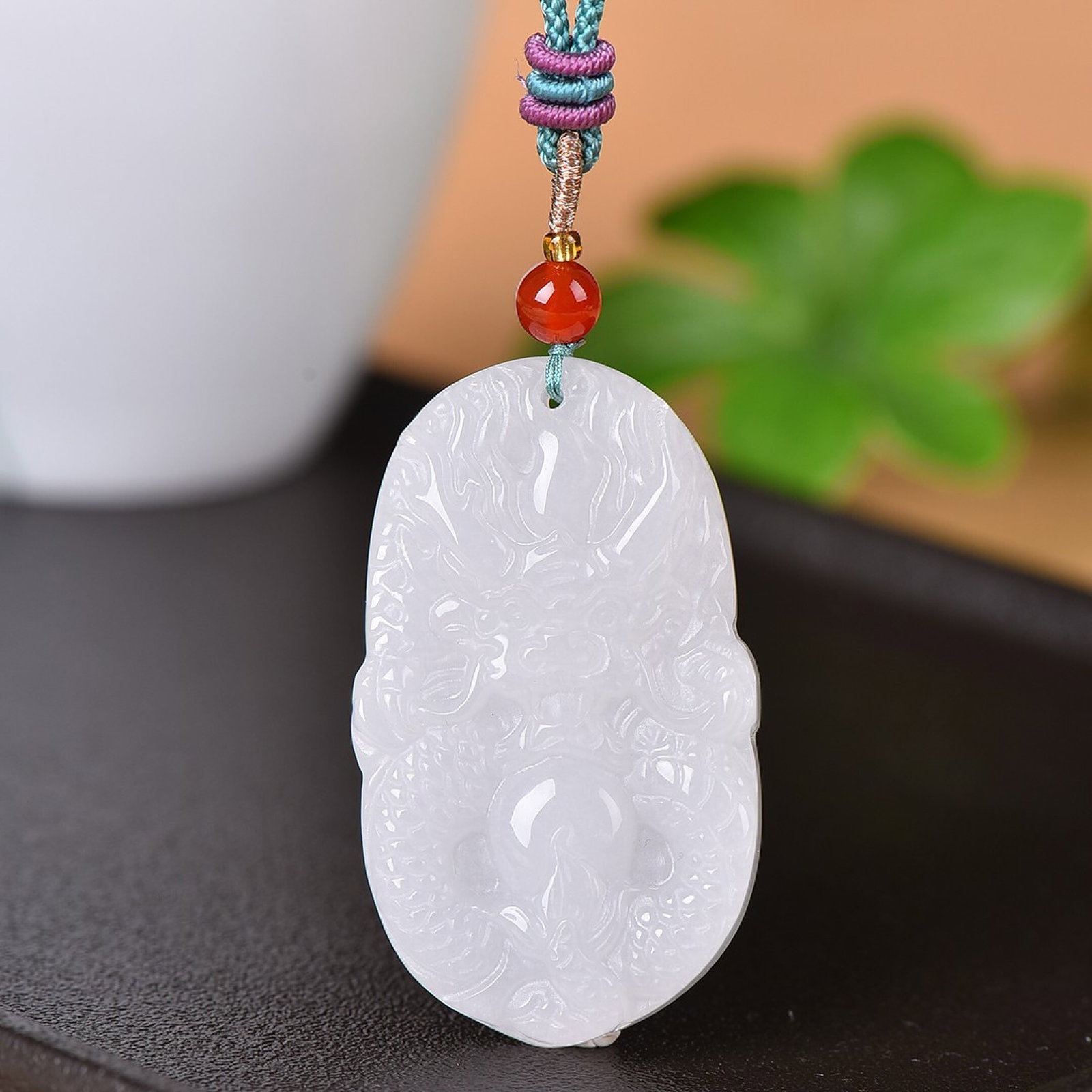 An Exquisite Jadeite Dragon Pattern Pendant - 4