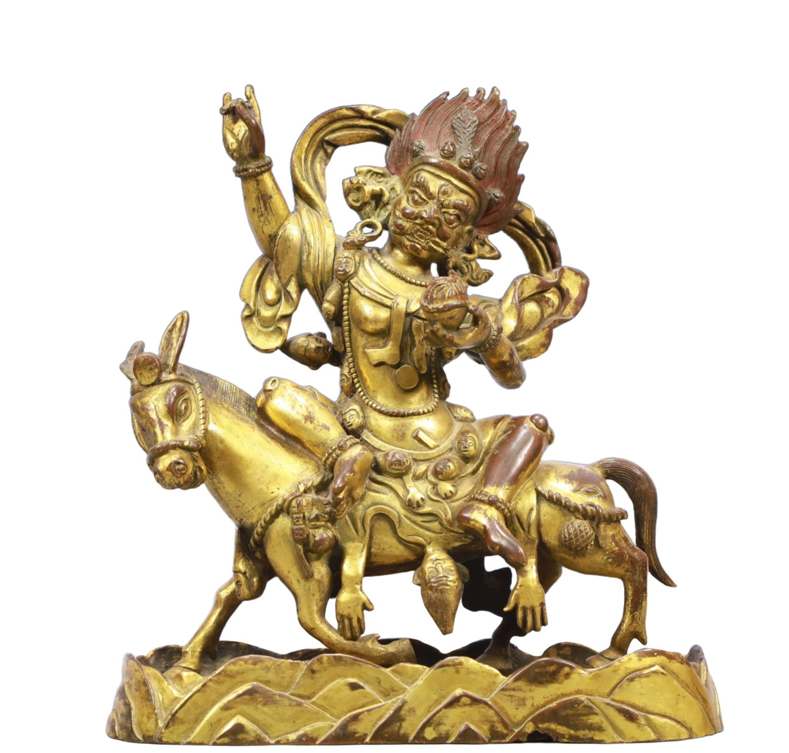A Solemn Gilt Bronze Statue of Mammon: A Solemn Gilt Bronze Statue of Mammon,Ming Dynasty, China,Size:7.9inx3inx8.7in Weight:3000g 铜鎏金财神像,中国明代