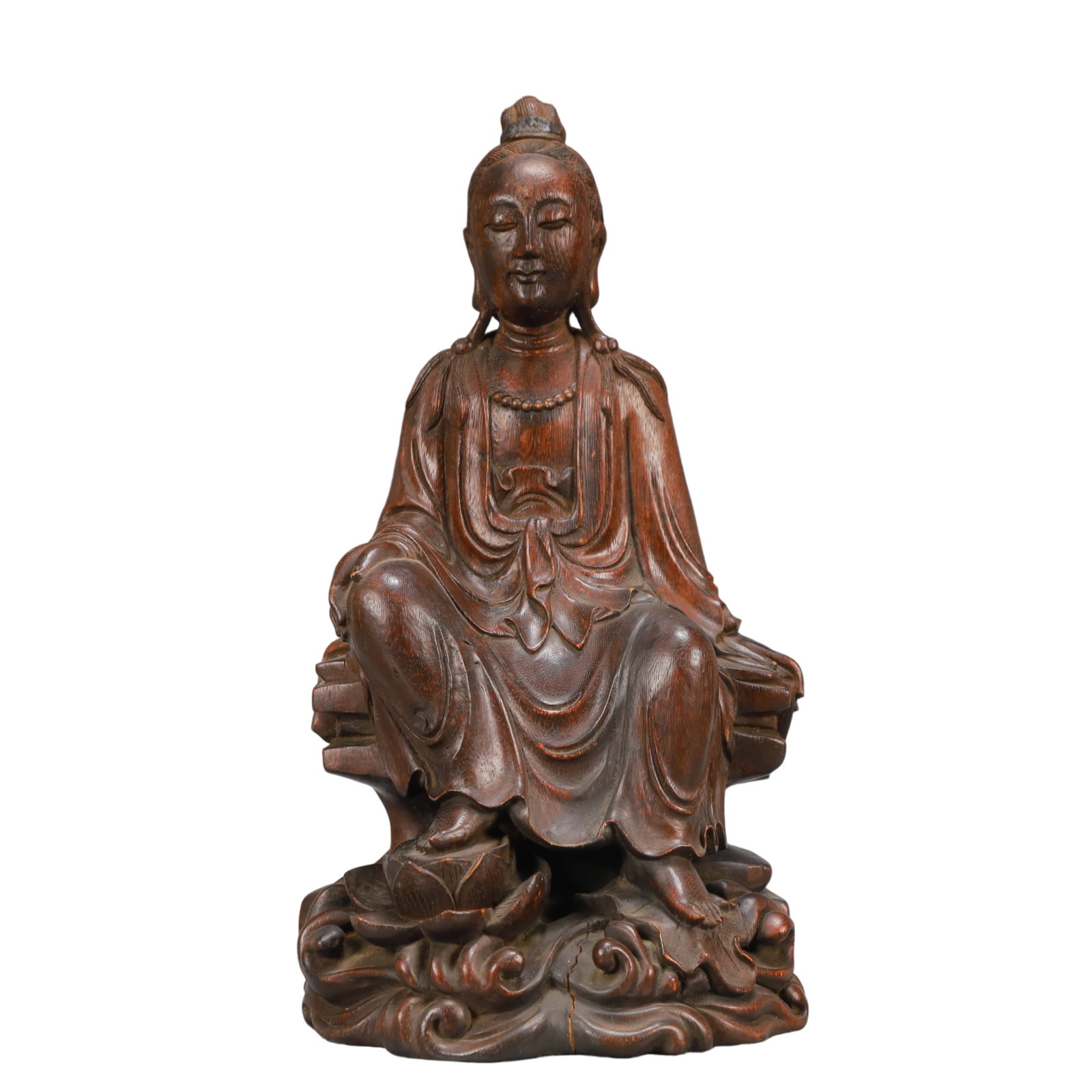 A Rare Eaglewood Statue of Avalokitesvara: A Rare Eaglewood Statue of Avalokitesvara,Qing Dynasty,China,Size:6.5inx6.2inx13in,Weight:800g 沉香木观音像,中国清代