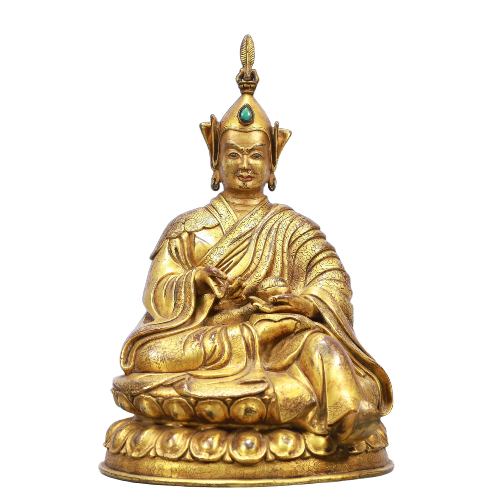 A Solemn Gilt Bronze Statue of Mammon: A Solemn Gilt Bronze Statue of Mammon,Ming Dynasty, China,Size:6.7inx5.9inx10.2in Weight:2900g 铜鎏金财神像,中国明代