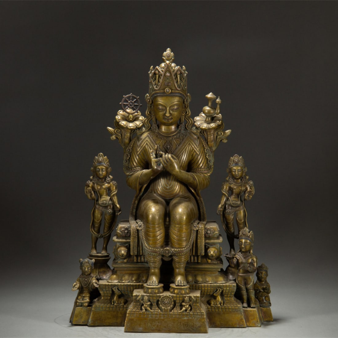 A Solemn Alloy Copper Statue of Maitreya Buddha: A Solemn Alloy Copper Statue of Maitreya Buddha,Ming Dynasty,China,Size:15.4inx8.3inx21.7in,Weight:22950g 合金铜未来佛像,中国明代