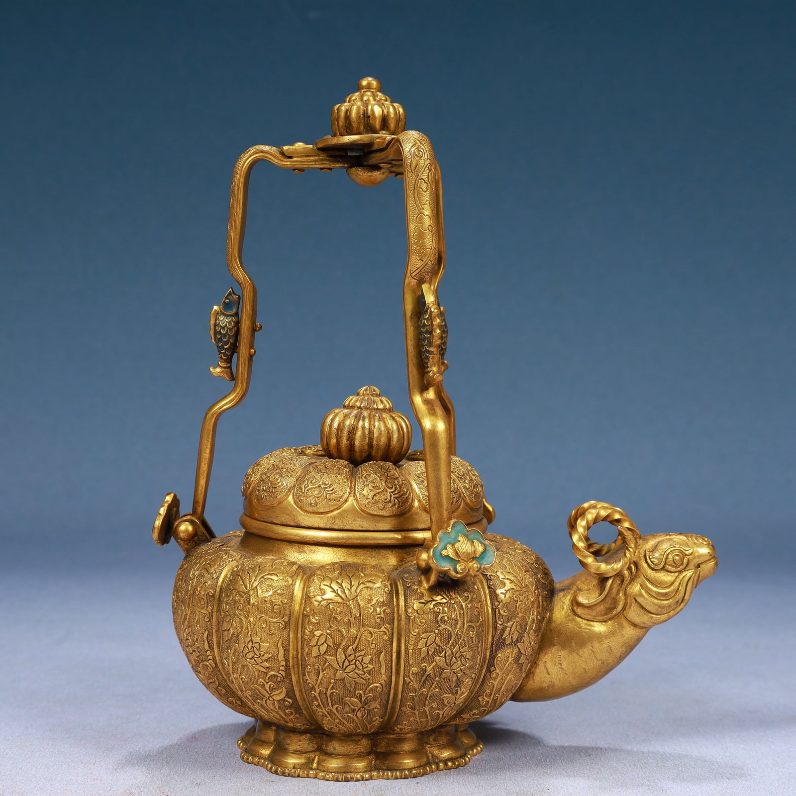 An Exquisite Gilt Bronze Flower PatternGoat-head Ewer (1 of 16)