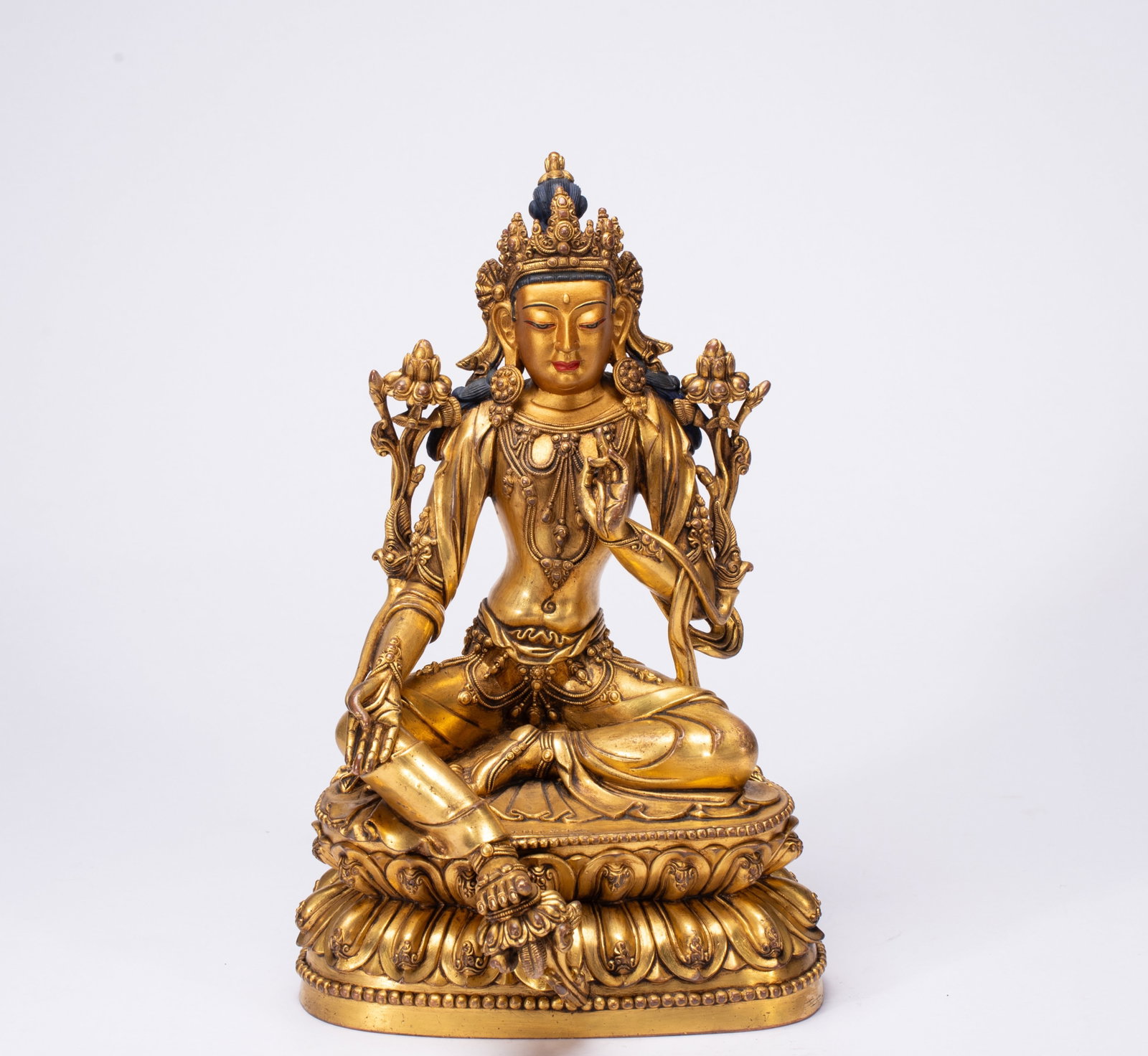 A Solemn Gilt Bronze Statue of Avalokitesvara (1 of 9)