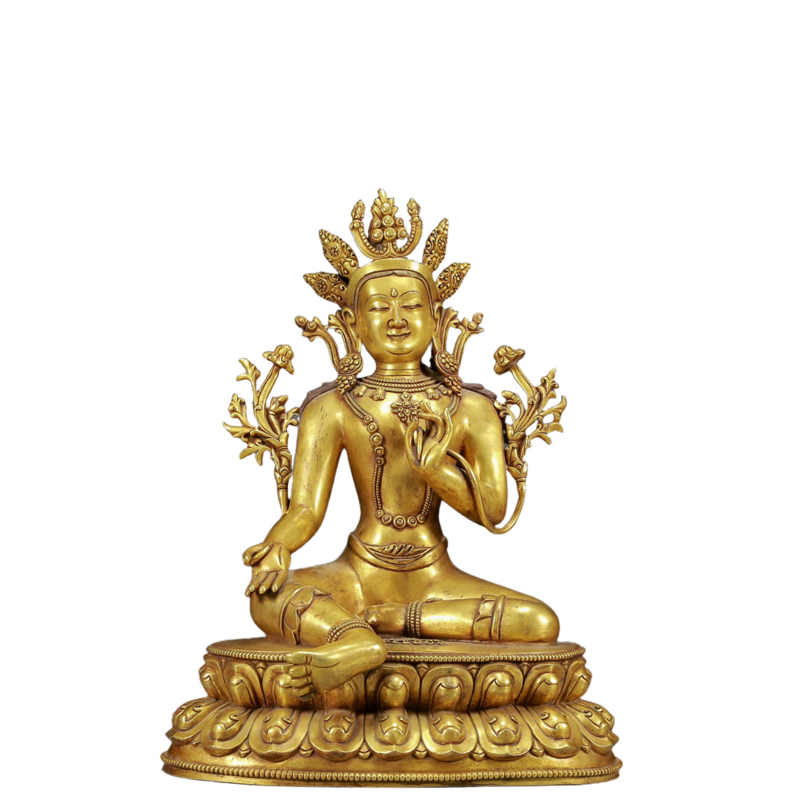 A Solemn Gilt Bronze Statue of Tara: A Solemn Gilt Bronze Statue of Tara,Ming Dynasty, China,Yongle Six-character Mark,Size:14.2inx10.6inx19.3in,Weight:17470g