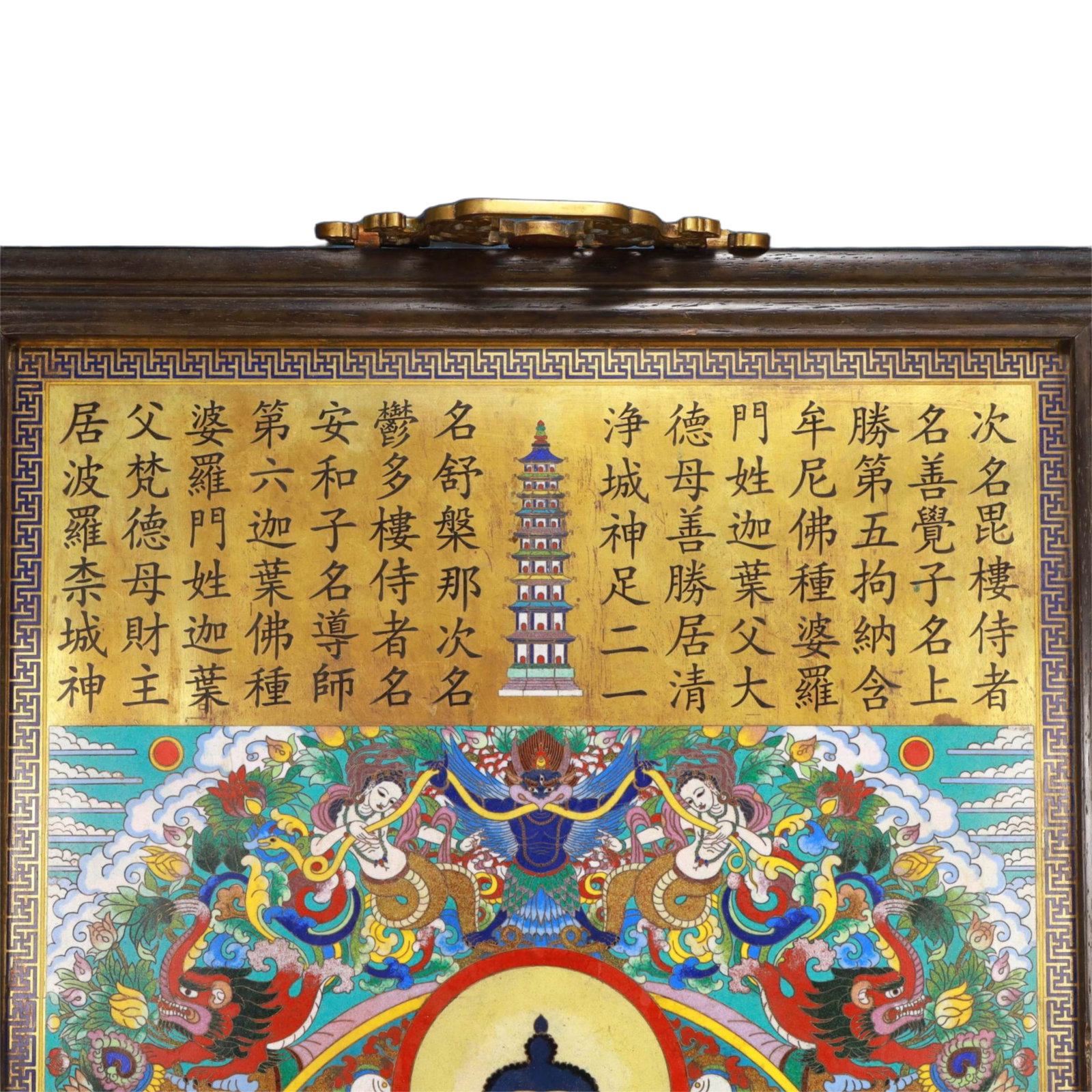 A Huge Cloisonne Buddha Pattern Hanging Panel - 2