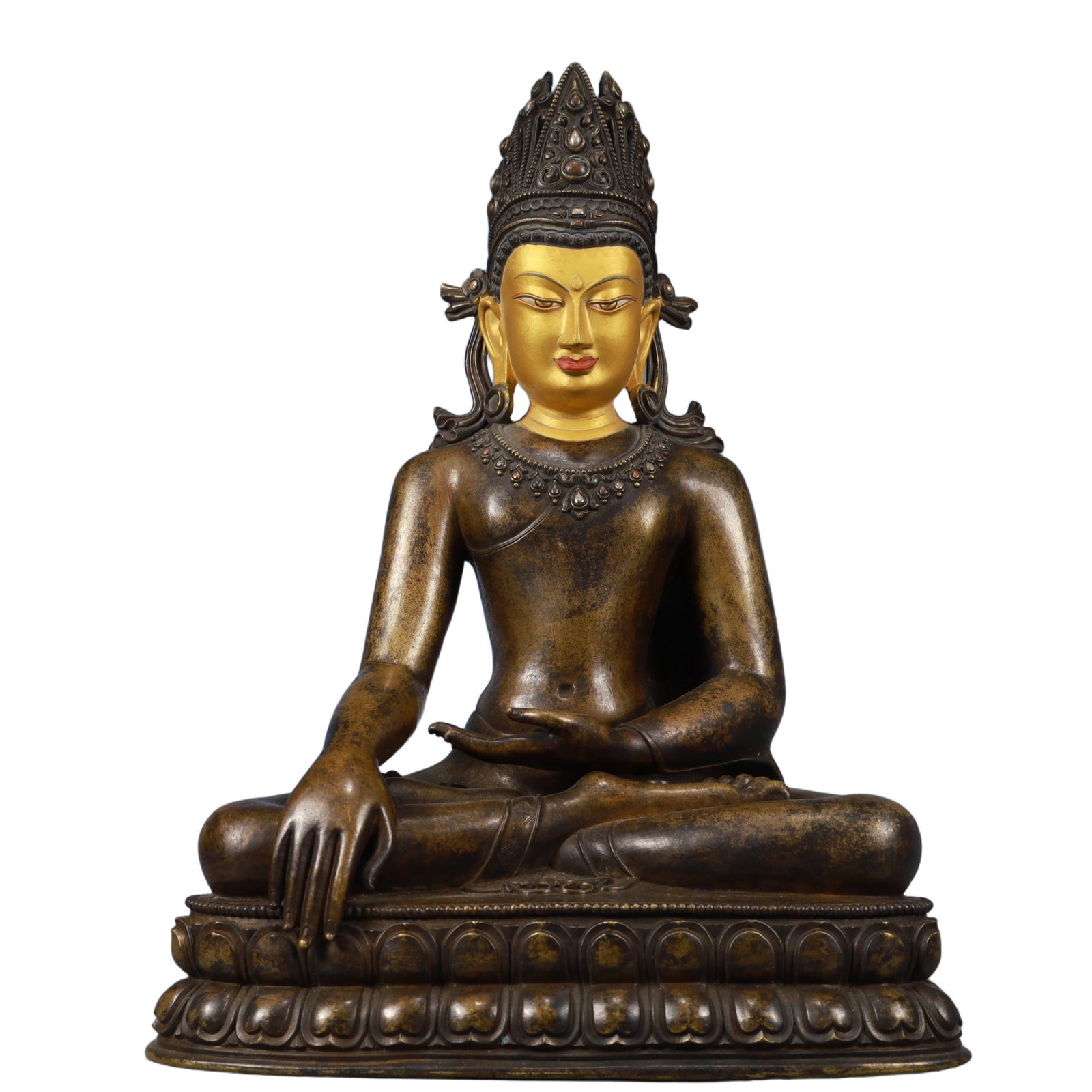 A Solemn Gilt Bronze Statue of Tara,With Inscription: A Solemn Gilt Bronze Statue of Tara,With Inscription,Qing Dynasty, China,Size:10.6inx7.1inx15in,Weight:6650g