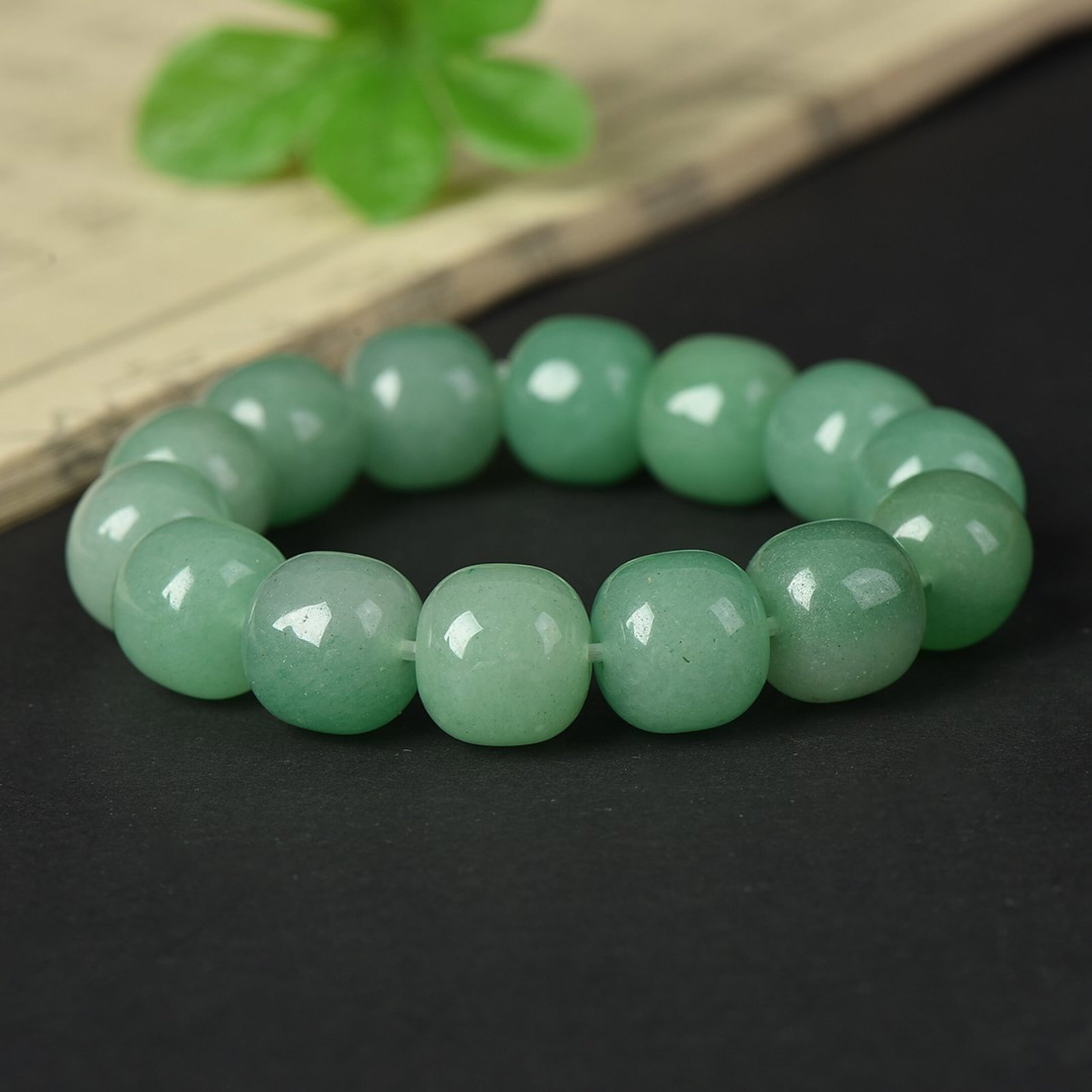 An Exquisite Greenish Jade Bracelets: An Exquisite Greenish Jade Bracelets,Size:14mmx15mm 青玉手串