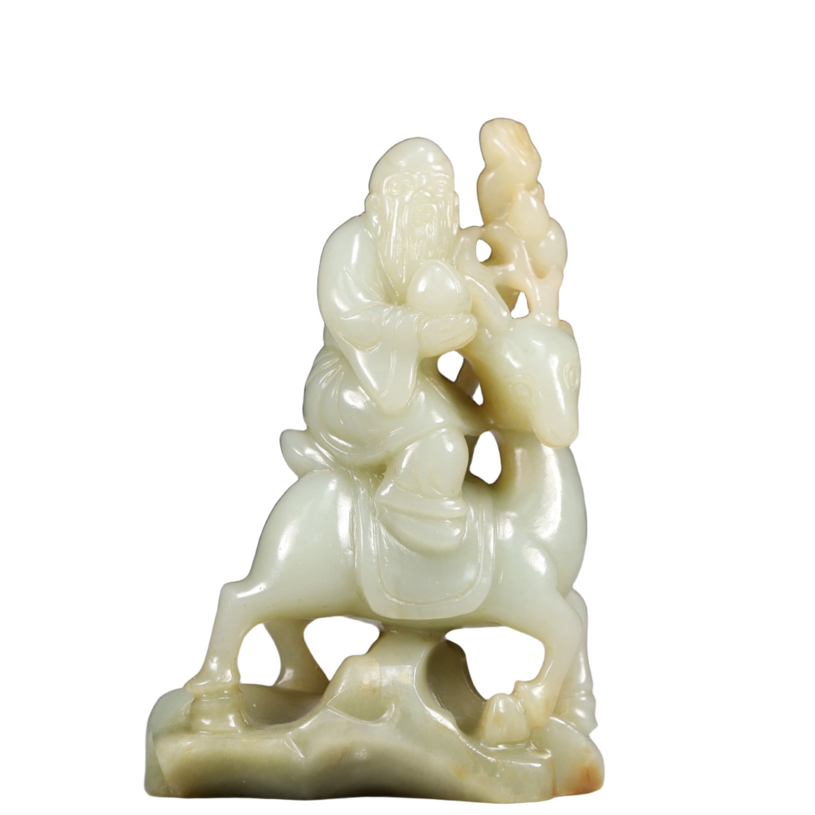 An Exquisite Greenish Jade Statue of Longevity Ornament: An Exquisite Greenish Jade Statue of Longevity Ornament,Qing Dynasty, China,Size:3inx1.2inx4.3in,Weight:250g 青玉寿星摆件,中国清代