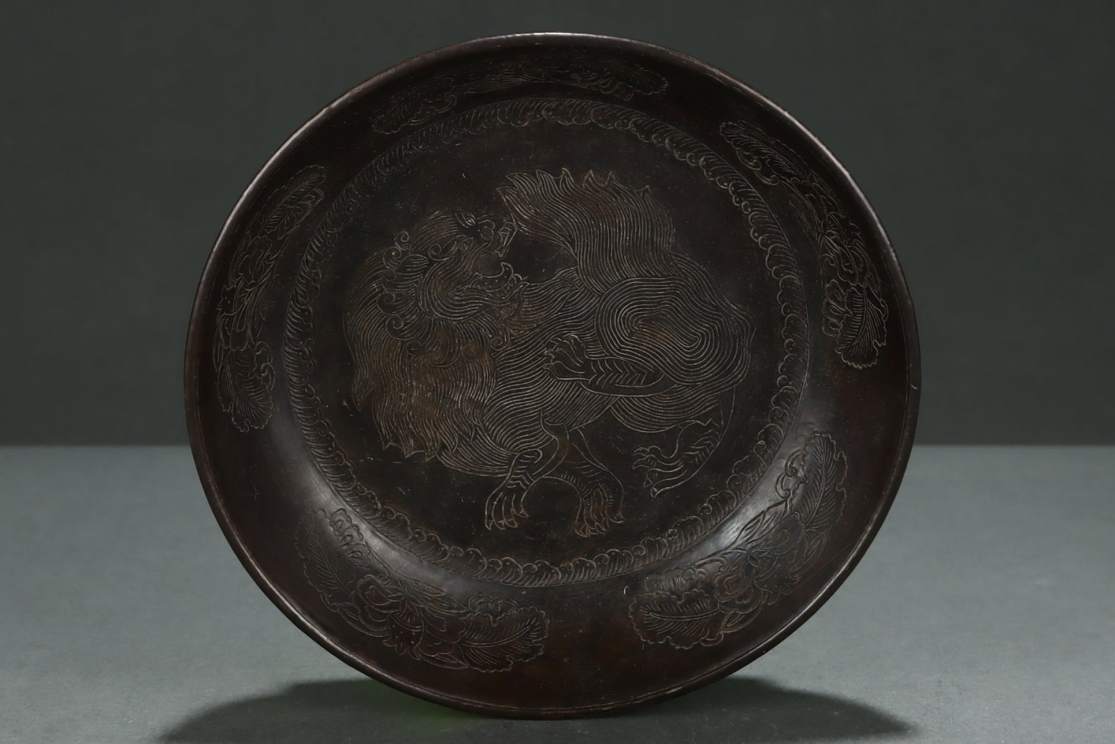 An Exquisite Ru yao Cover with Silver Lion Pattern Brush Washer: An Exquisite Ru yao Cover with Silver Lion Pattern Brush Washer,Song Dynasty,China,Size:1.9inx7in 汝窑包银狮子纹笔洗,中国宋É