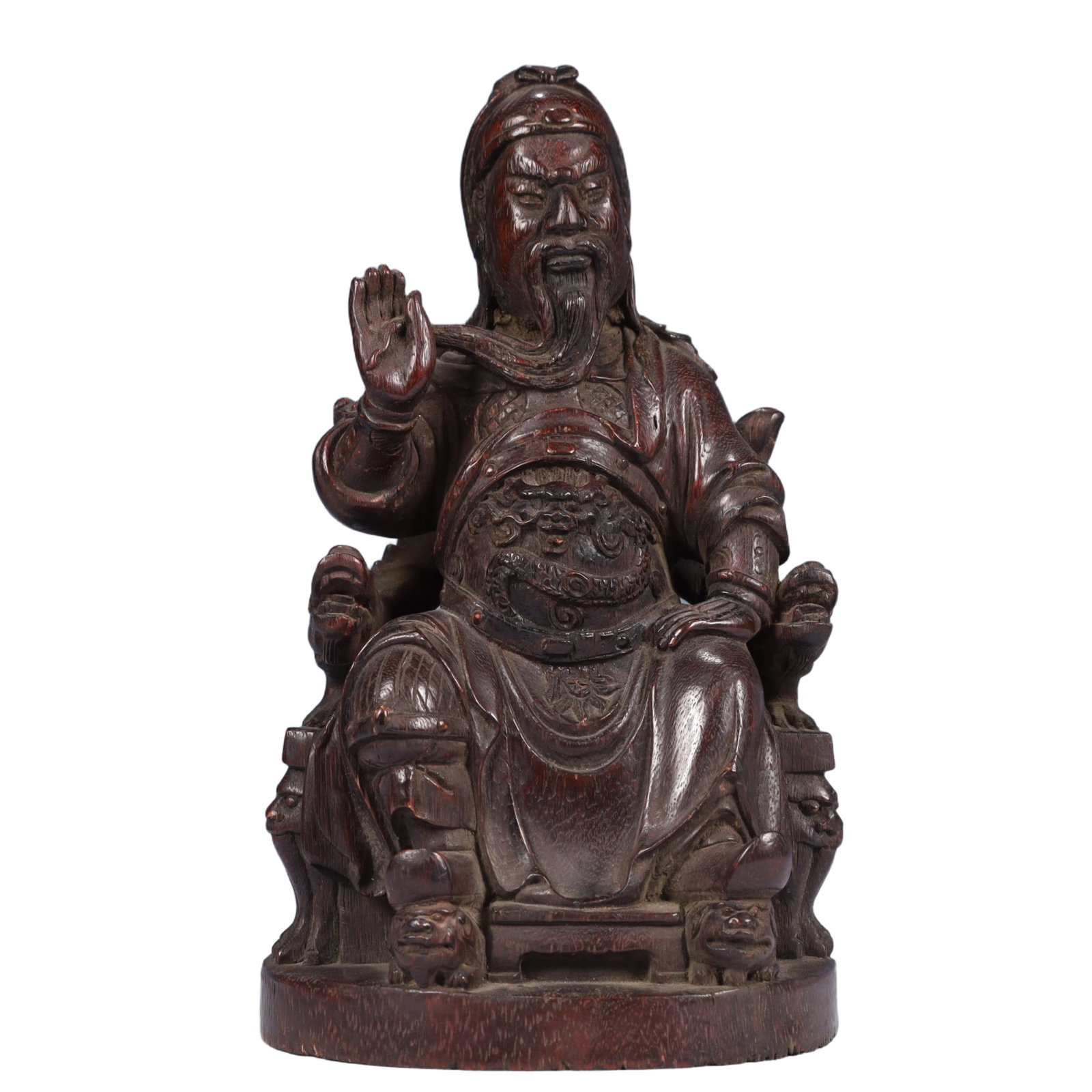 An Exquisite Redwood Statue of Guangong: An Exquisite Redwood Statue of Guangong,Qing Dynasty, China,Size:5.5inx5.1inx9.8in,Weight:400g 沉香木关公像,中国清代