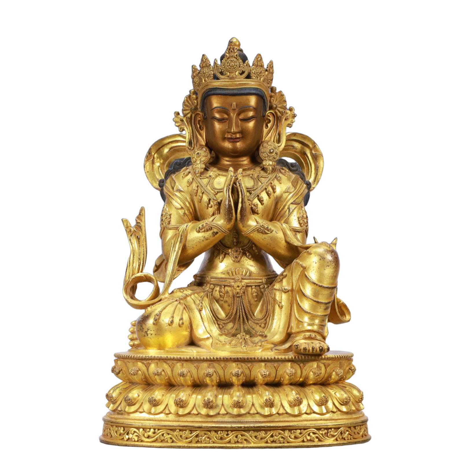 A Solemn Gilt Bronze Statue of Amitayus: A Solemn Gilt Bronze Statue of Amitayus,Ming Dynasty, China,Yongle Six-character Mark,Size:10.2inx7.7inx16.5in Weight:9550g