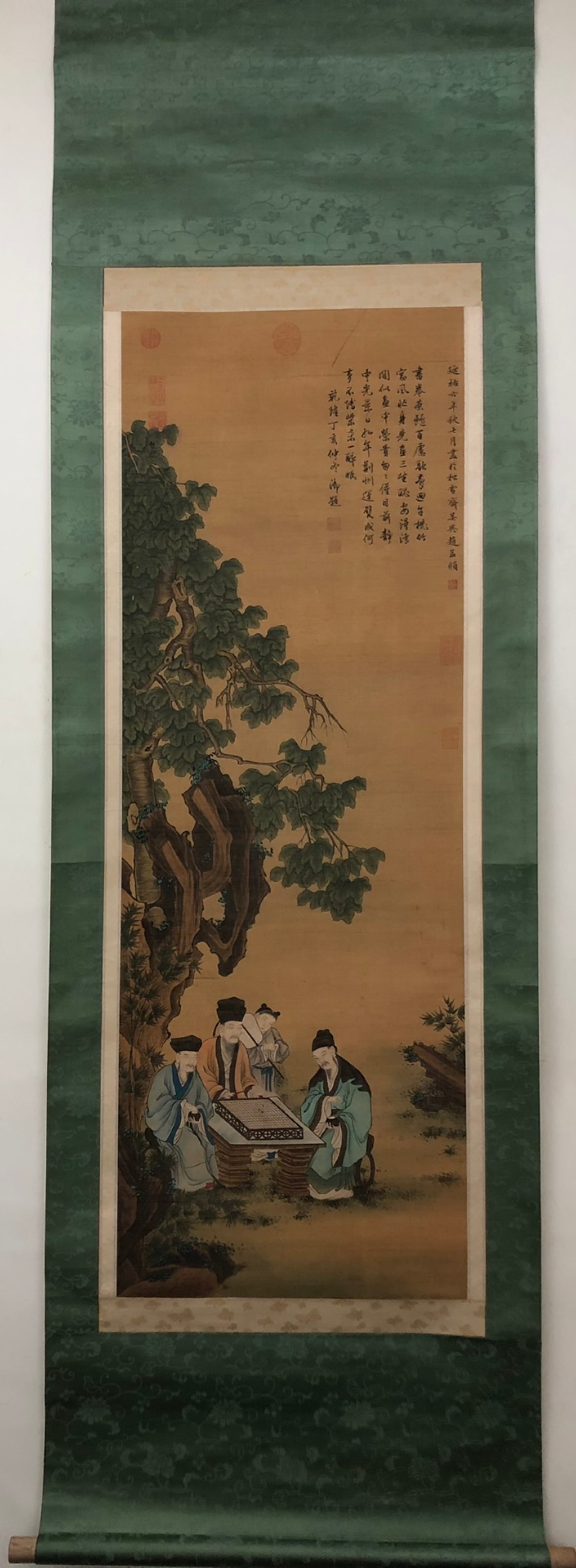 A Chinese Vertical Scroll Ink Painting of Landscape and Figure on Silk (1 of 9)