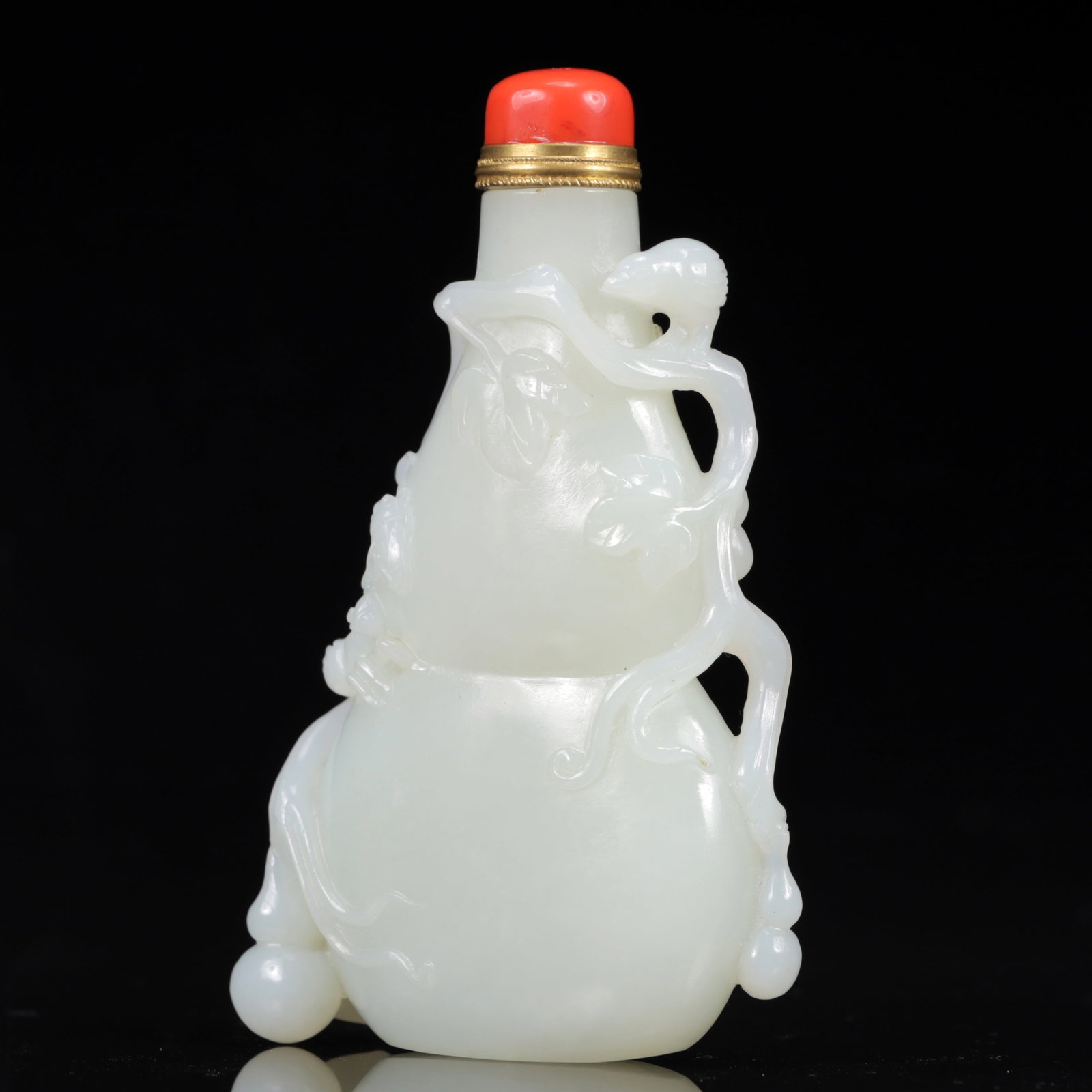 An Exquisite White Jade Gourd Pattern Snuff Bottle - 4