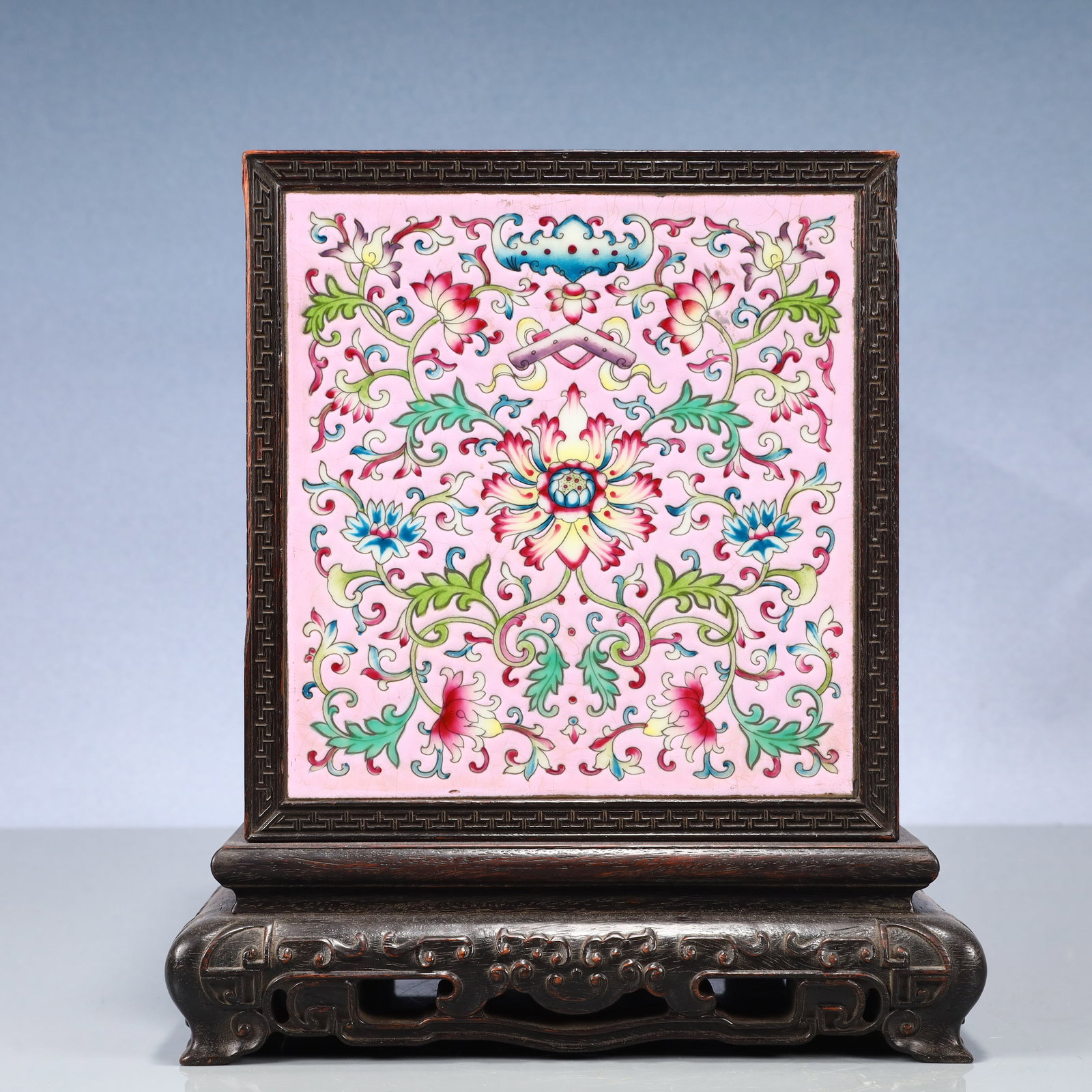 An Exquisite Zitanwood Inlaid Painted Enamel Lotus Pattern Seal Box (1 of 13)