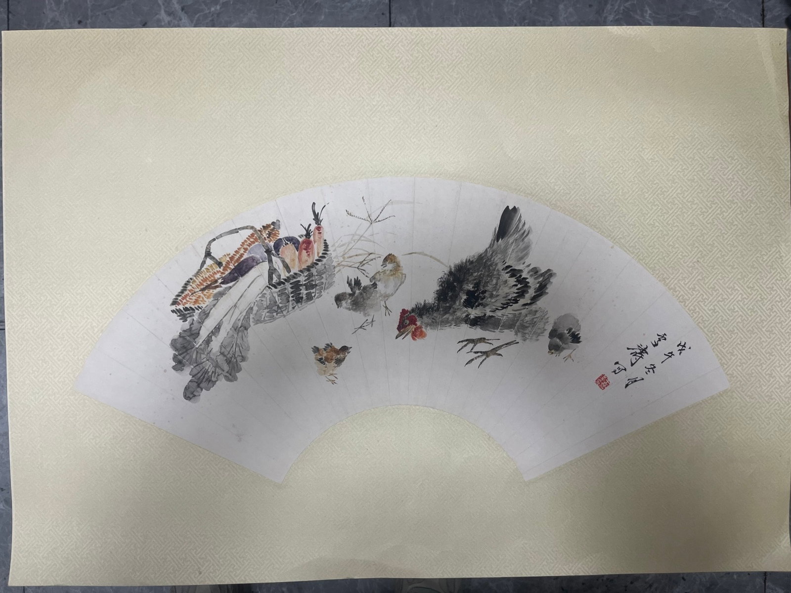 A Chinese Ink Painting of Rooster on Paper: A Chinese Ink Painting of Rooster on Paper,Wang Xuetao 一幅中国水墨鸡画,王雪涛