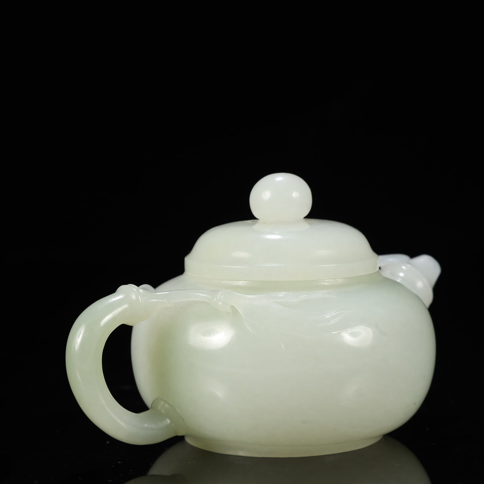 An Exquisite White Jade Bamboo Pattern Teapot - 5