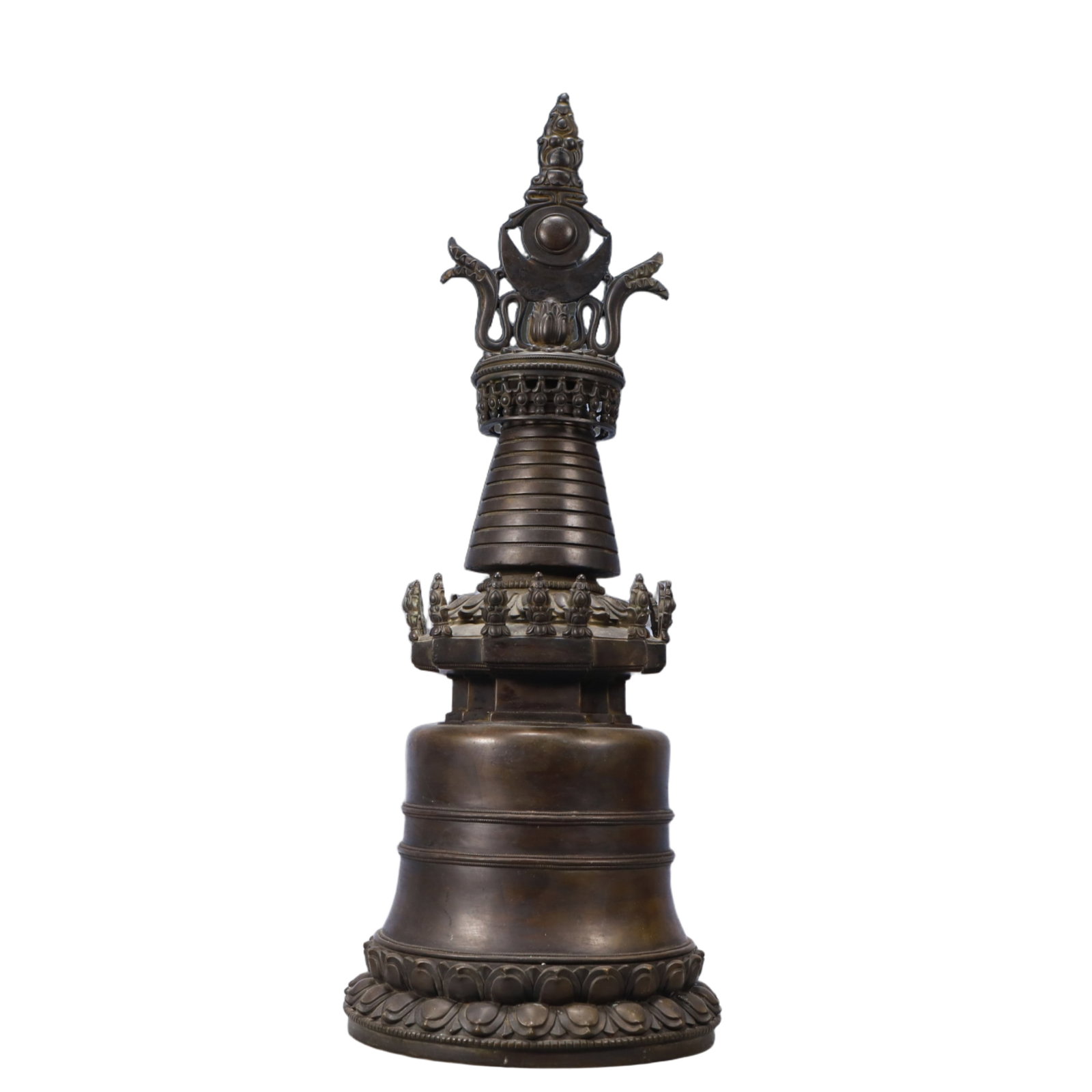 An Exquisite Bronze Pagoda: An Exquisite Bronze Pagoda,Ming Dynasty, China,Size:7.5inx20.1in Weight:8650g 铜佛塔,中国明代