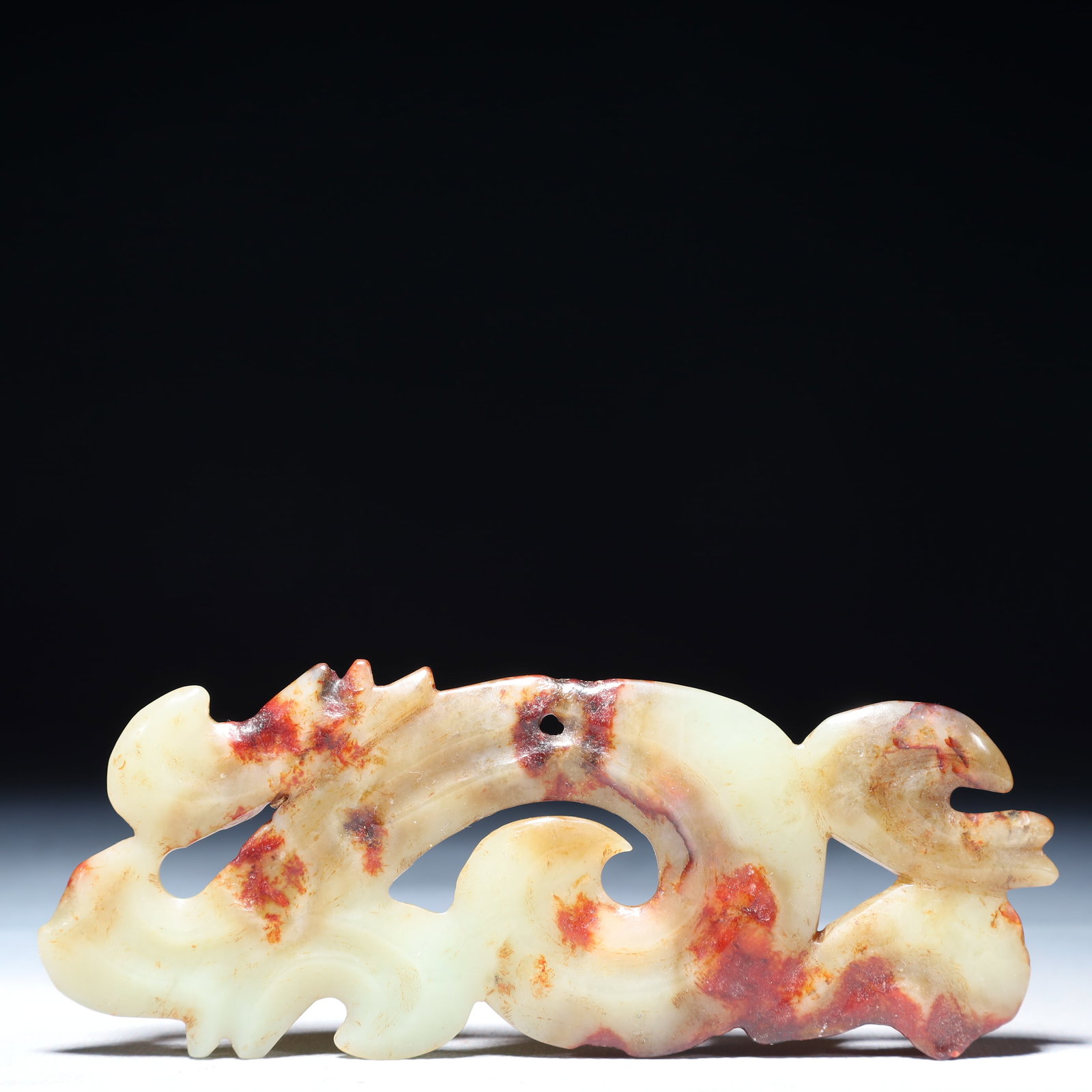An Archaic Hongshan Culture White Jade Pendant: An Archaic Hongshan Culture White Jade Pendant,Ancient Time,China,Size:6.9inx2.8in,Weight:5.01g 红山文化白玉挂件,中国新石器
