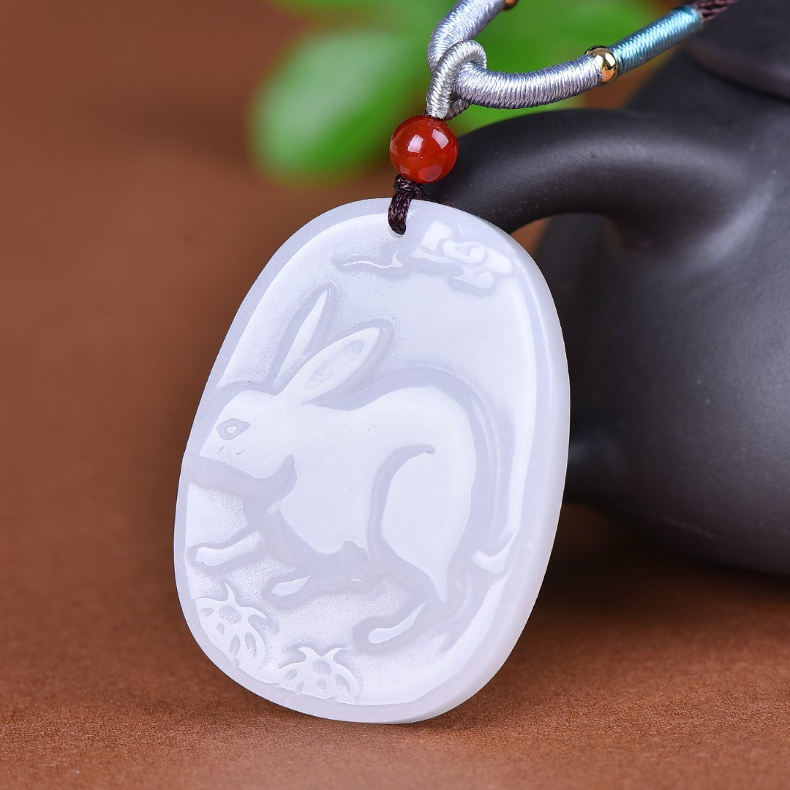 An Exquisite Jadeite Rabbit Pattern Pendant - 3