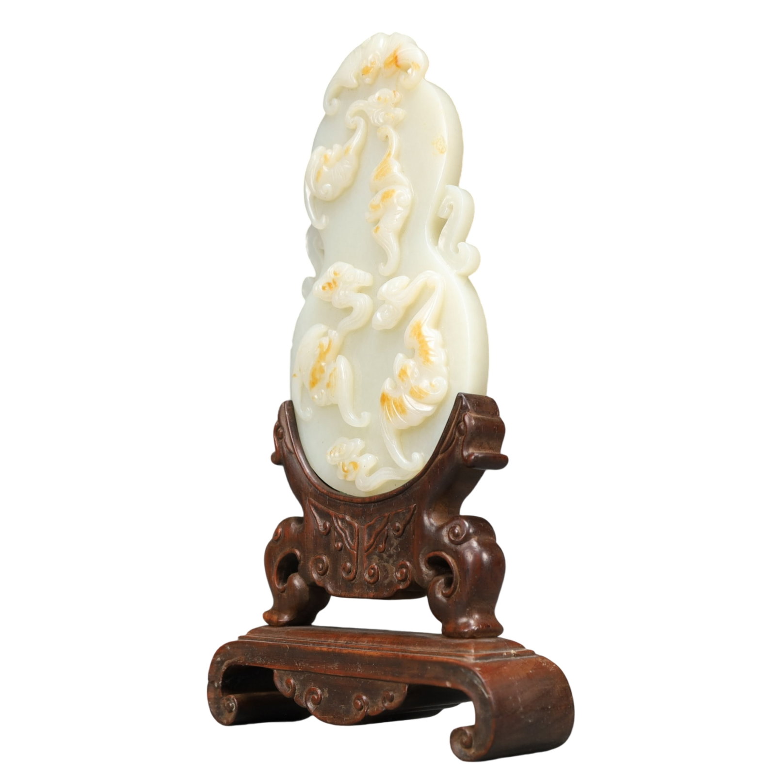 A Precious White Jade Bats Pattern Table Screen - 3