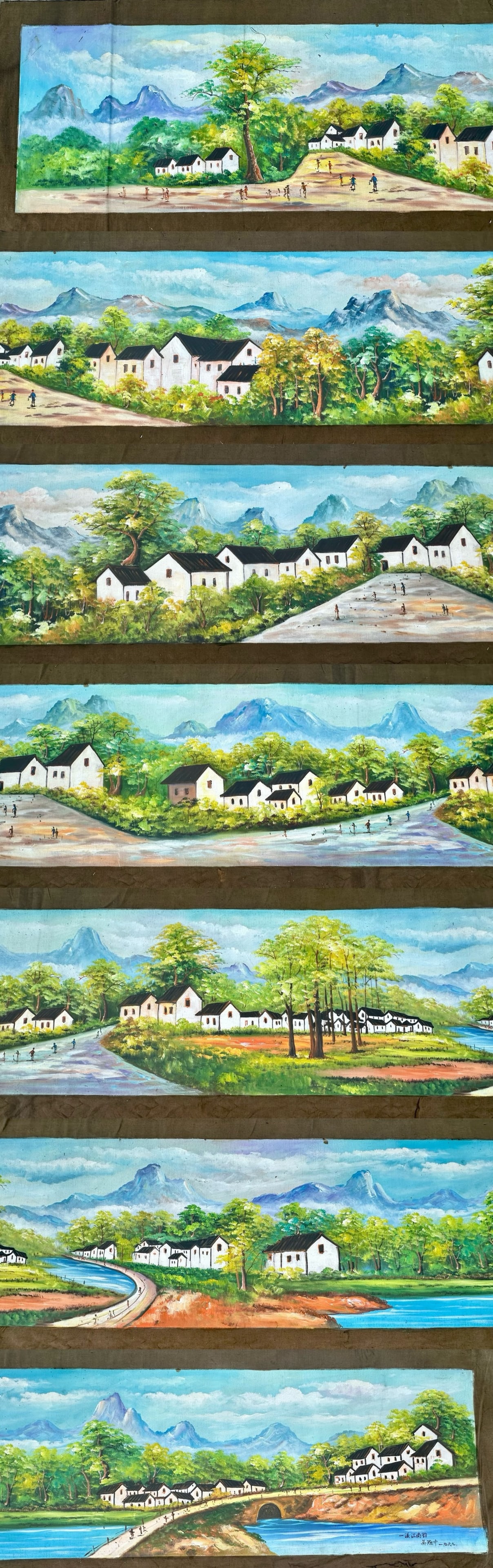 A Chinese Ink Painting of Landscape on Paper: A Chinese Ink Painting of Landscape on Paper,Wu Guanzhong,Size:(entirety)590.6inx51.2in,(Without frame)582.7inx41.3in 一幅中国水墨山水画,吴&
