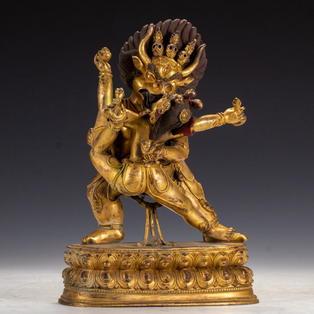 A Solemn Gilt Bronze Statue of Vajra: A Solemn Gilt Bronze Statue of Vajra,Ming Dynasty,China,Size:8.1inx3.1inx11.8in,Weight:5060g 铜鎏金金刚像,中国明代