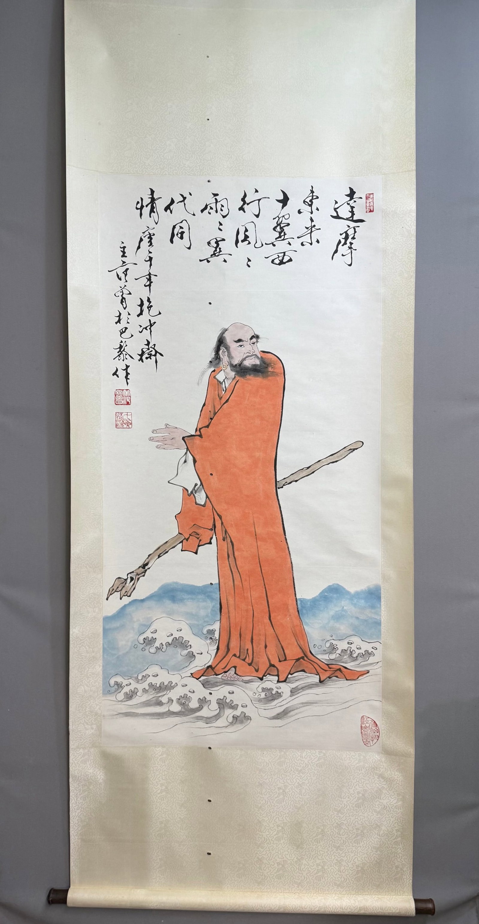 A Chinese Vertical Scroll Ink Painting of Character and Story on Paper: A Chinese Vertical Scroll Ink Painting of Character and Story on Paper,Fan Zeng,Size:54.3inx27.2in 一幅中国水墨人物故事画立ů
