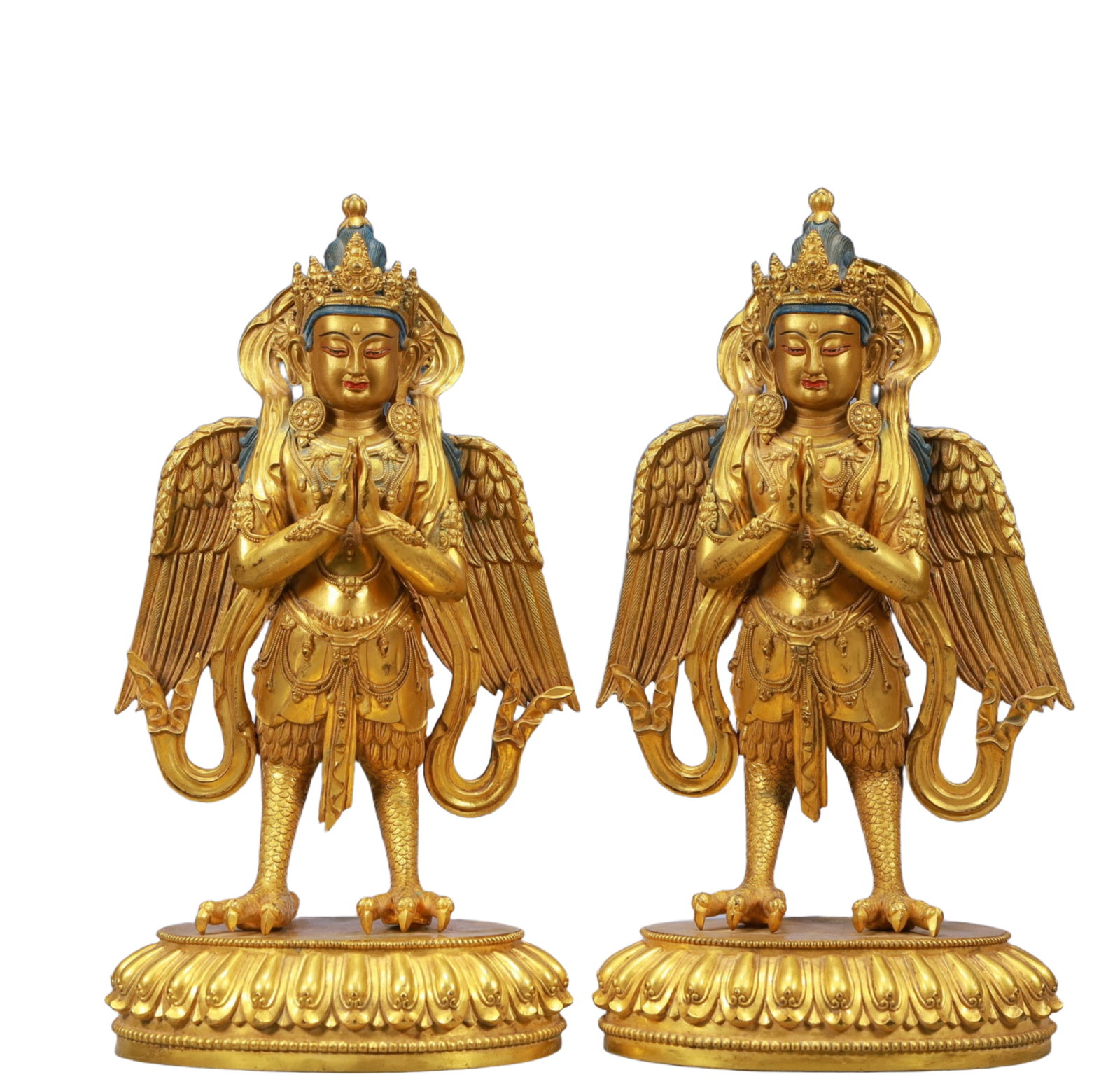 A Pair of SolemnGilt Bronze Statue of Avalokitesvaras: A Pair of SolemnGilt Bronze Statue of Avalokitesvaras,Ming Dynasty, China,Size:8.3inx5.9inx10.2in Weight:11050g
