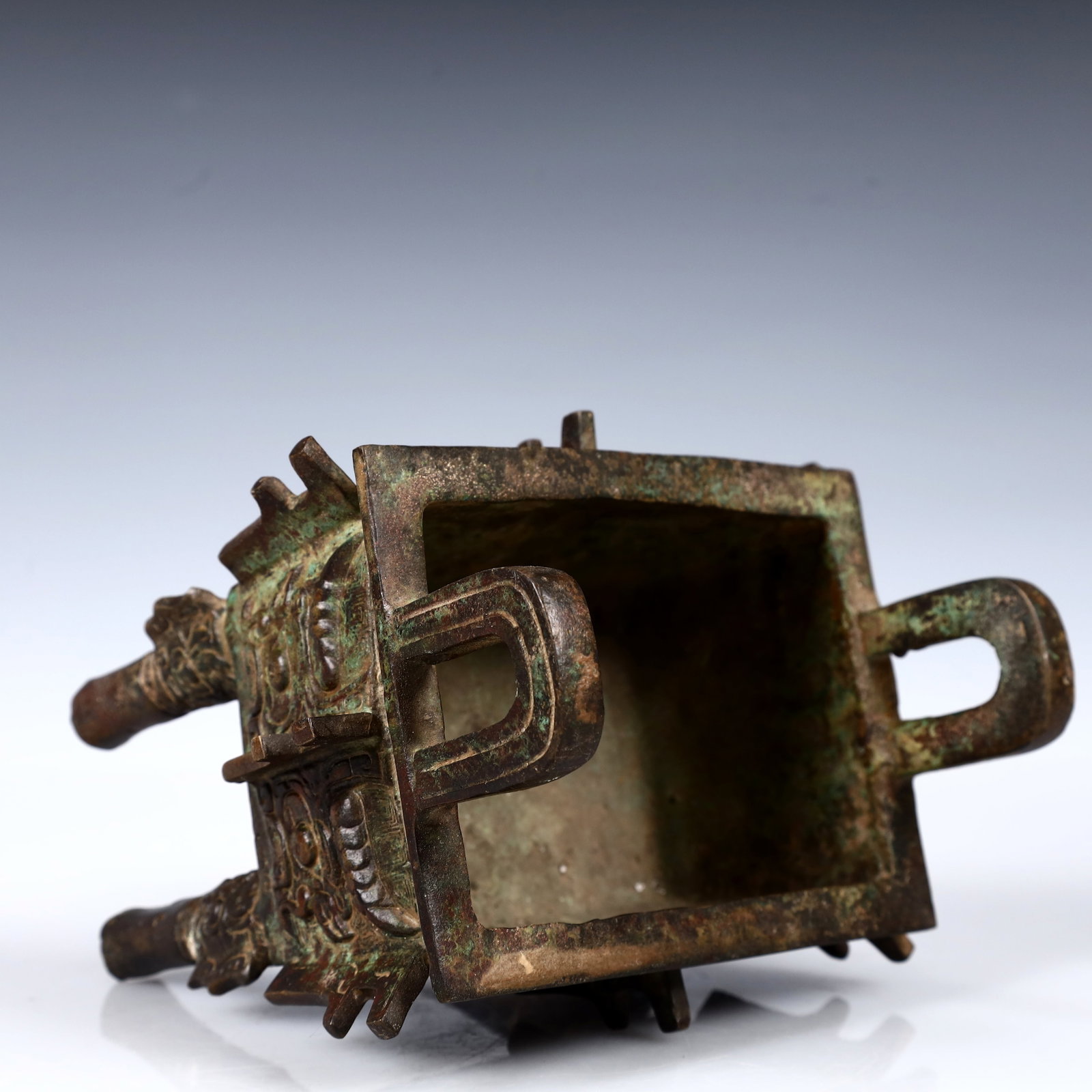 A Rare Bronze Beast-Face Pattern Ding - 11