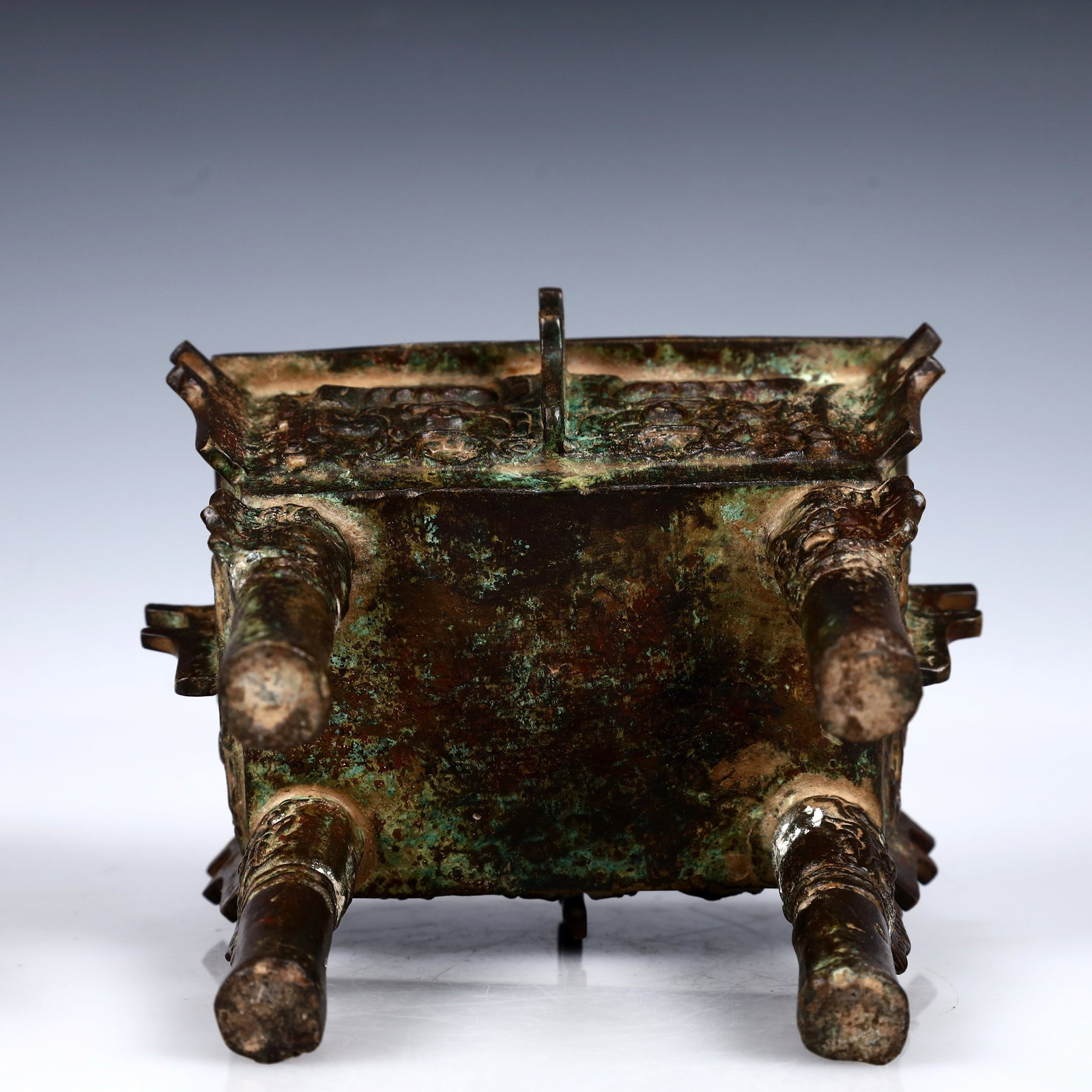 A Rare Bronze Beast-Face Pattern Ding - 12
