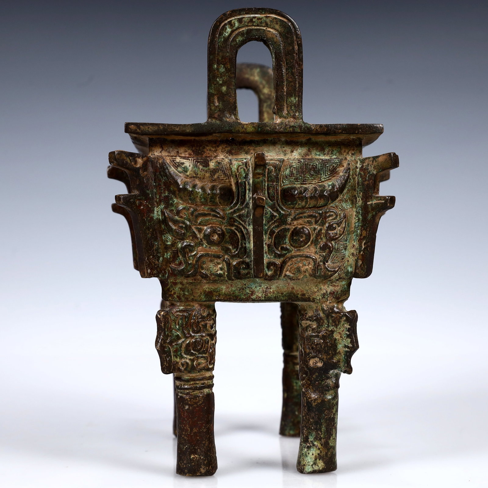 A Rare Bronze Beast-Face Pattern Ding - 5
