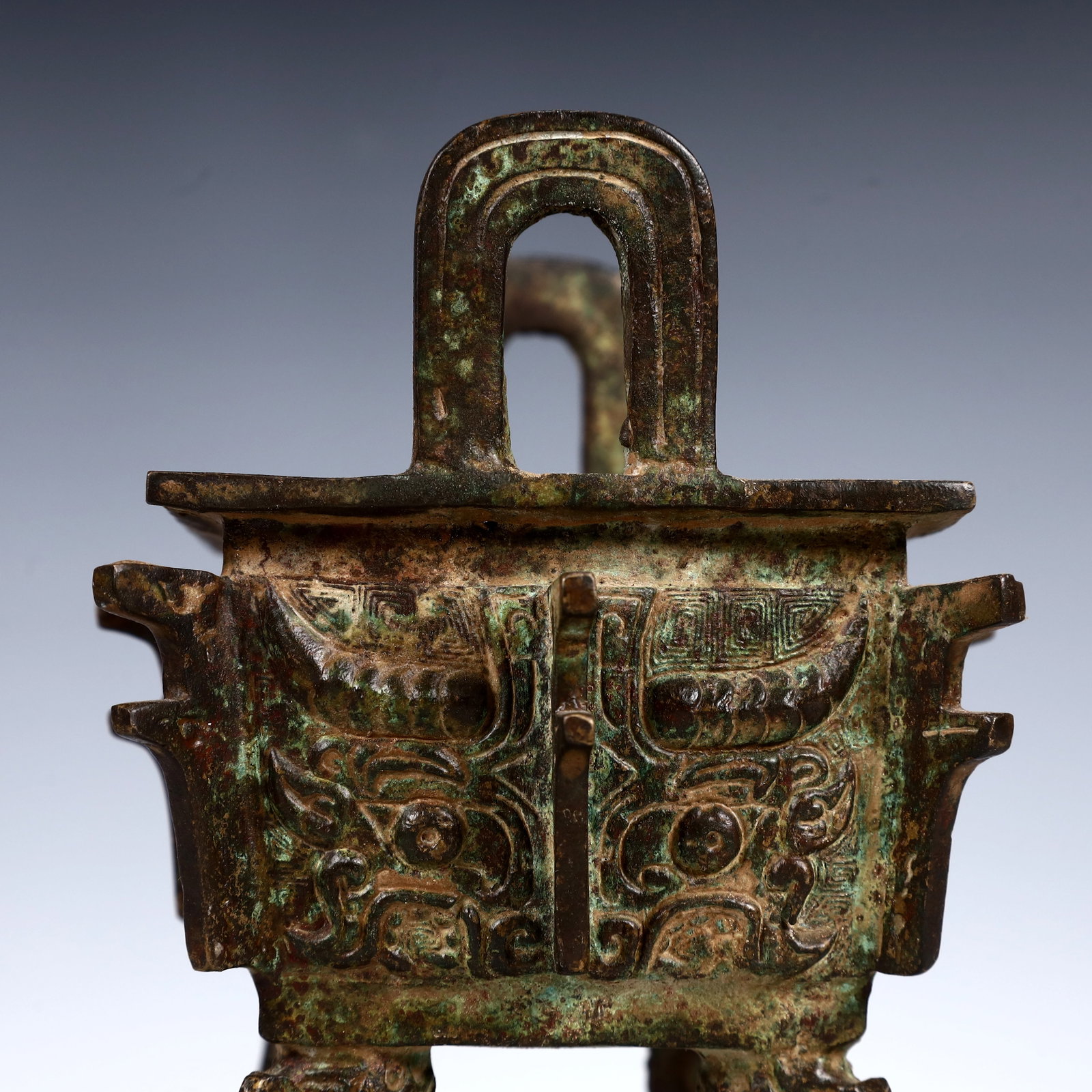 A Rare Bronze Beast-Face Pattern Ding - 6